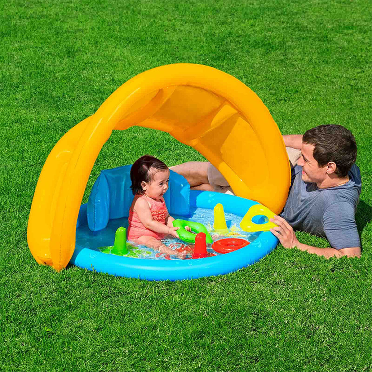 Bestway Barns Uppblåsbara Lärandebassäng med Avtagbart Tak 115x89x76 cm +6 Månader Trädgård 52568 - 3