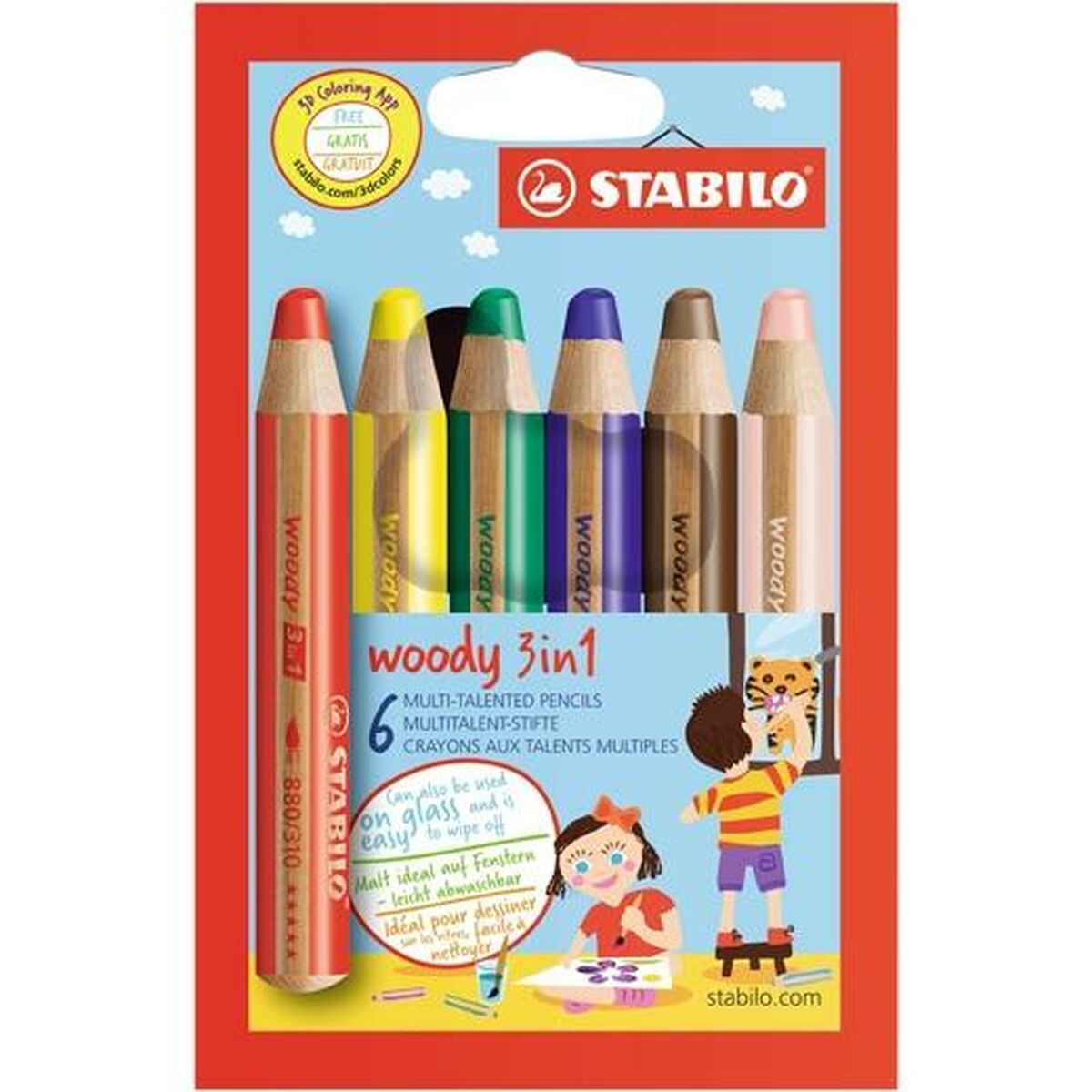 Färgpennor Stabilo Woody 3 in 1 3 i 1 Multicolour - 3