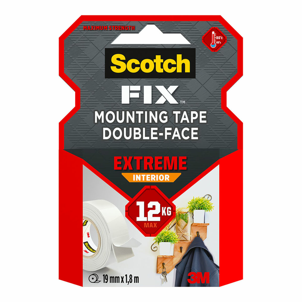 Dubbelsidig Tejp Scotch extreme 19 mm x 1,8 m Vit - 4