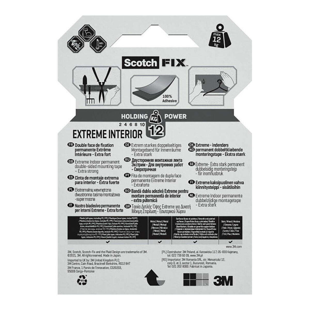 Dubbelsidig Tejp Scotch extreme 19 mm x 1,8 m Vit - 6