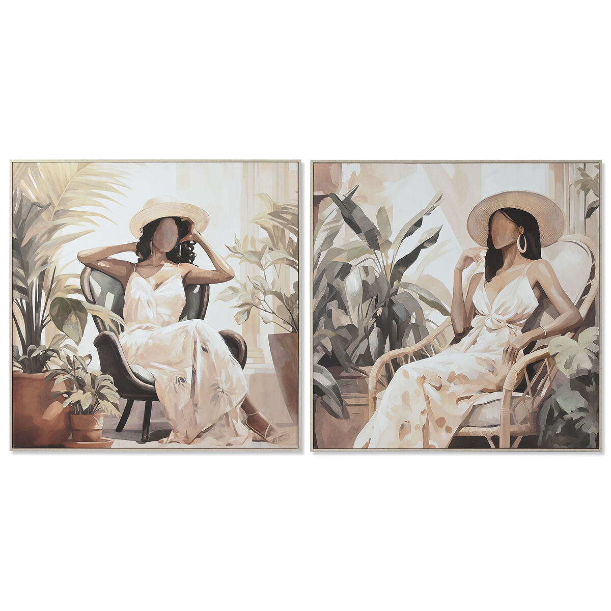 Kanvas Home ESPRIT Grön Beige chica Urban 100 x 3,5 x 100 cm (2 antal)