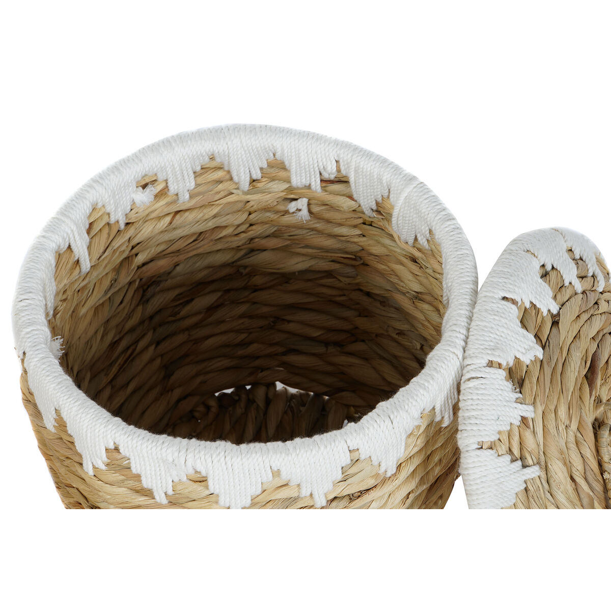 Uppsättning med Dekorativa Lådor Home ESPRIT Vit Naturell Naturliga fibrer Boho (2 Delar) - 2