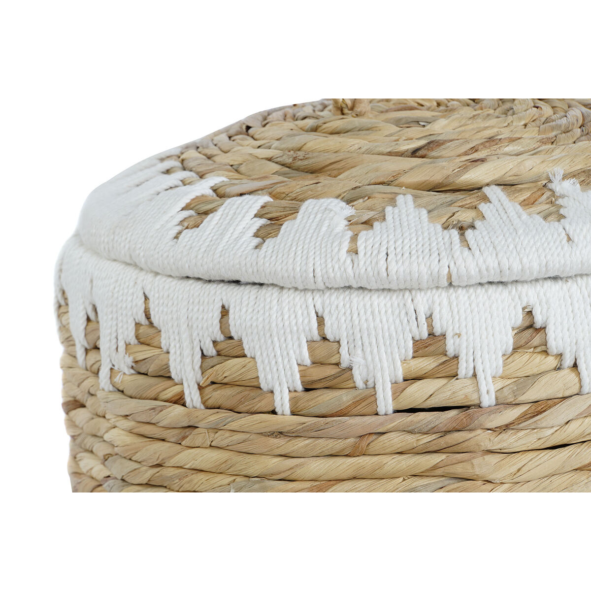 Uppsättning med Dekorativa Lådor Home ESPRIT Vit Naturell Naturliga fibrer Boho (2 Delar) - 3