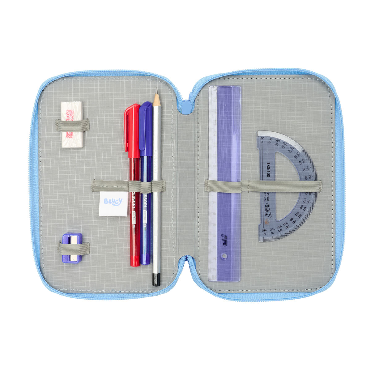 Trippel pennfodral Bluey Let's play Blå 12,5 x 19,5 x 5,5 cm 37 Delar - 3