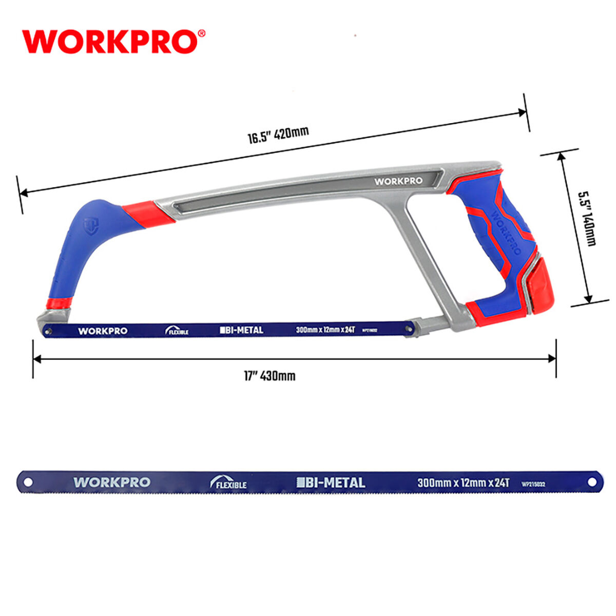 Bågsåg Workpro Aluminium 38 cm 30 cm - 3