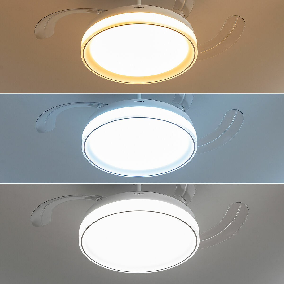 Takfläkt med LED-ljus och 4 Infällbara Blad Blalefan InnovaGoods Vit 72 W Ø49,5-104 cm - 5