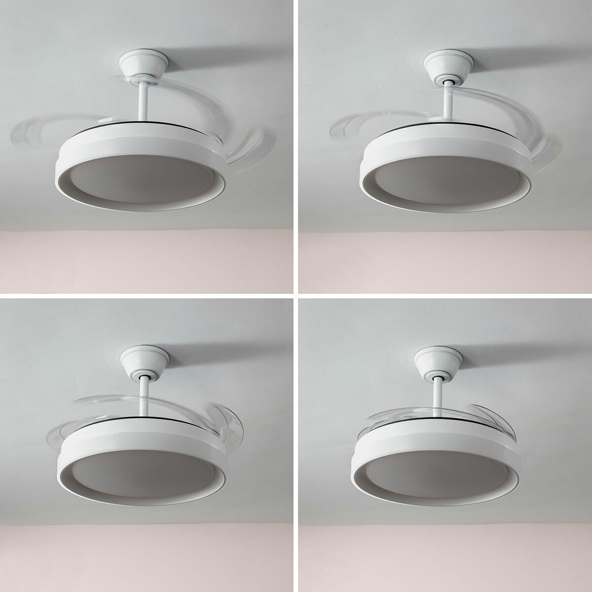 Takfläkt med LED-ljus och 4 Infällbara Blad Blalefan InnovaGoods Vit 72 W Ø49,5-104 cm - 3