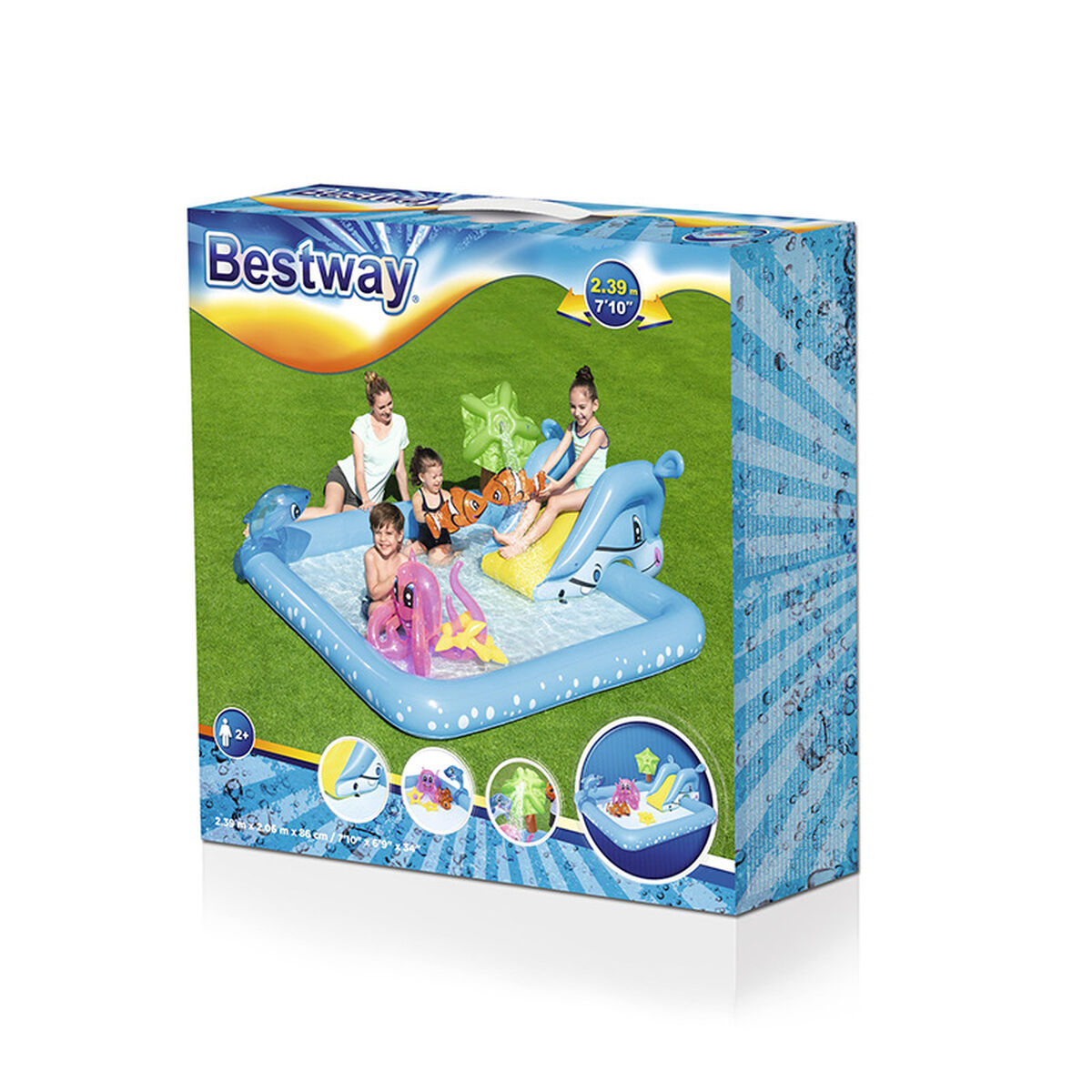 Bestway Uppblåsbar Pool Lekpark Akvarium 239x206x86 cm +2 År Trädgård 53052 - 3