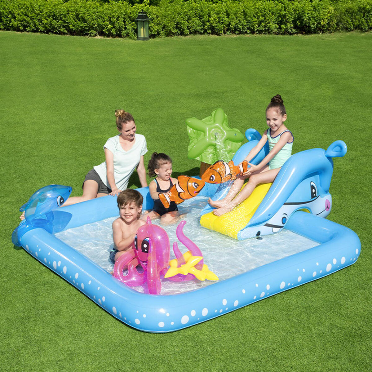 Bestway Uppblåsbar Pool Lekpark Akvarium 239x206x86 cm +2 År Trädgård 53052 - 4