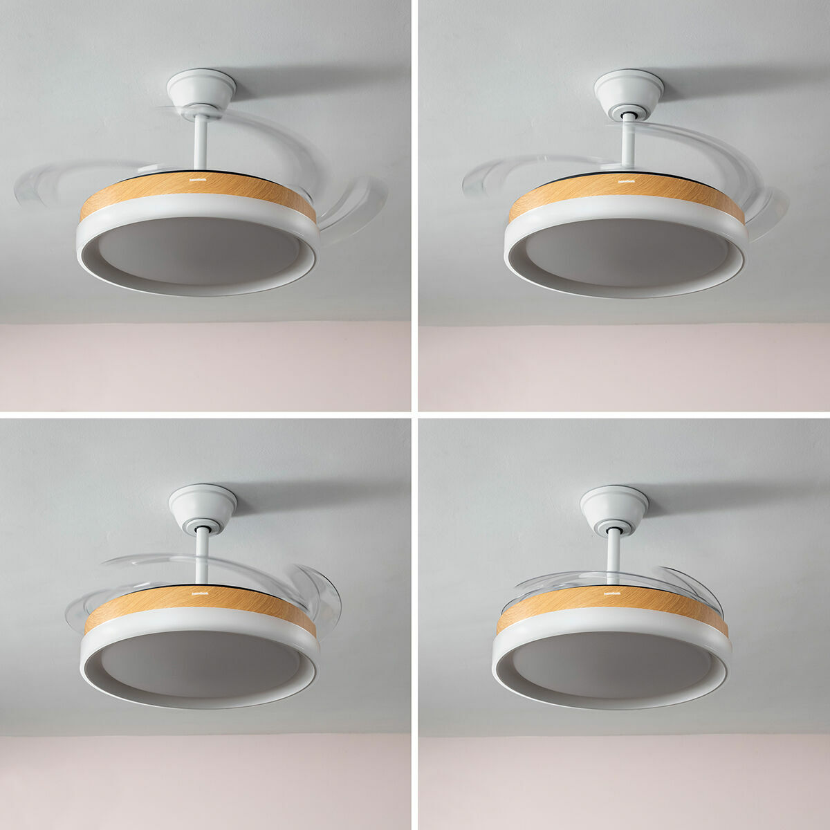 Takfläkt med LED-ljus och 4 Infällbara Blad Blalefan InnovaGoods Trä 72 W Ø49,5-104 cm - 3
