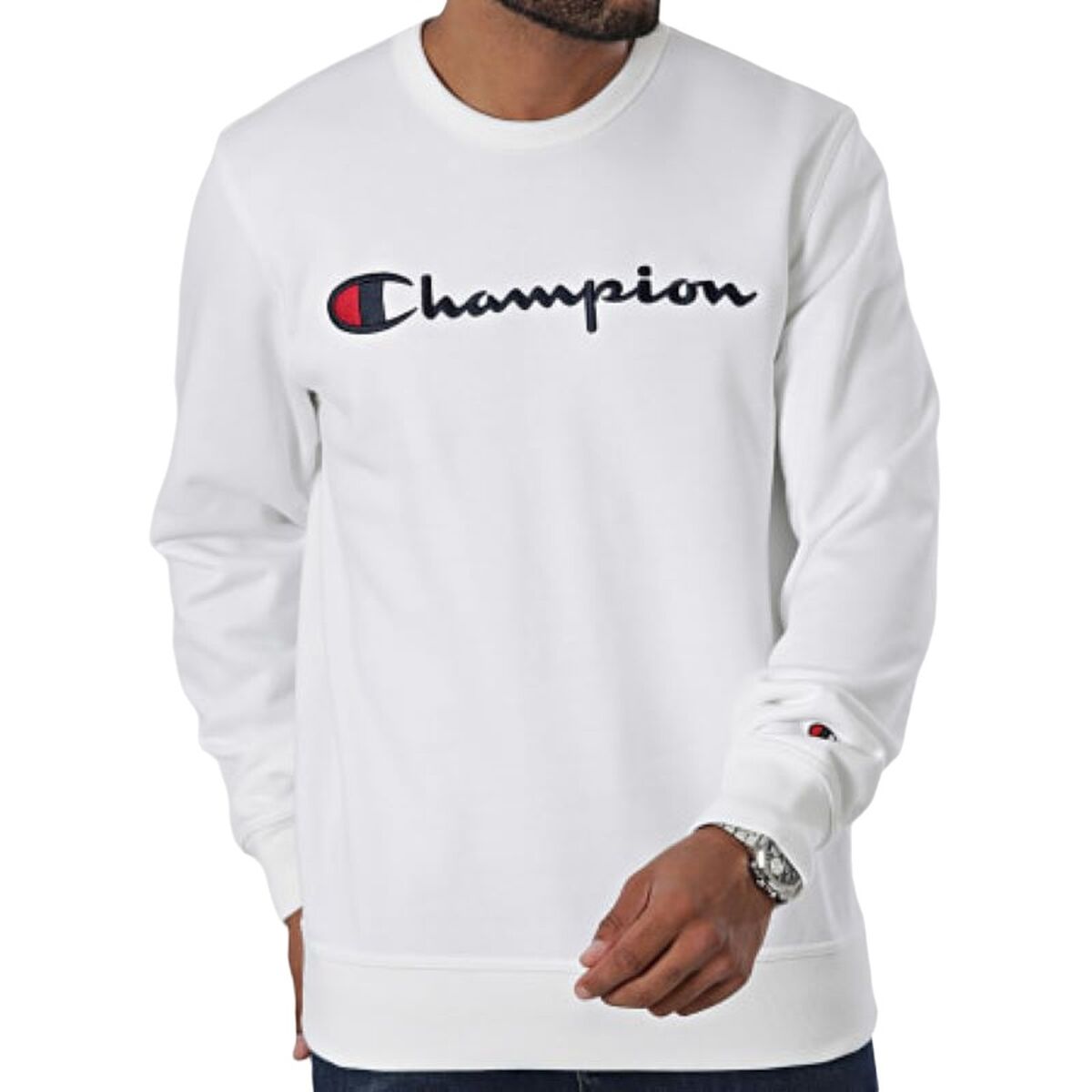 Tröja utan huva Herr Champion CREWNECK SWATSHIRT 220254 WHT Vit
