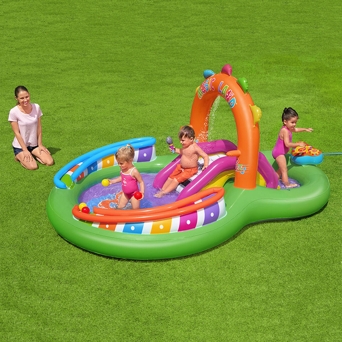 Bestway Lekbassäng Uppblåsbar Musikalisk Lekpark 295x190x137 cm +2 Års Trädgård 53117 - 3