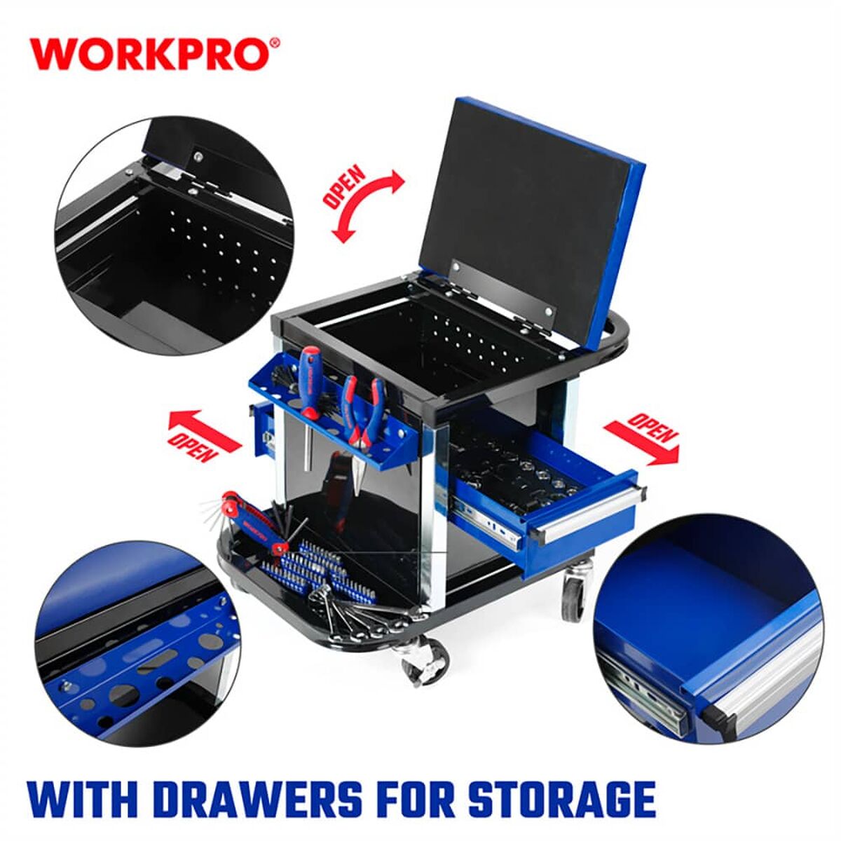 Pall med förvaring Workpro 46 X 36 X 52 CM Plast - 2
