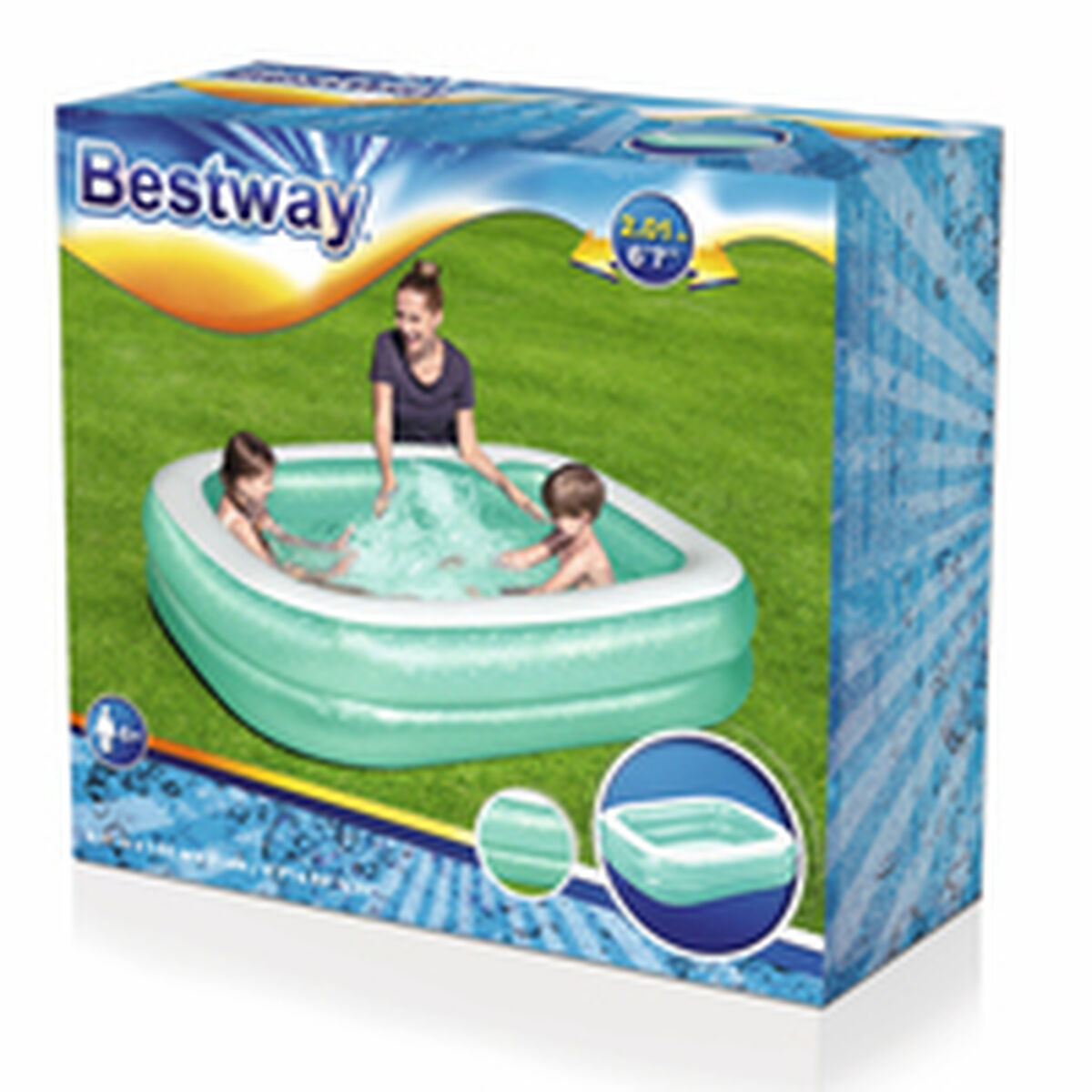 Bestway Uppblåsbar Pool 2 Kammare Rektangulär 201x150x51 cm +6 År Trädgård 54005 - 4