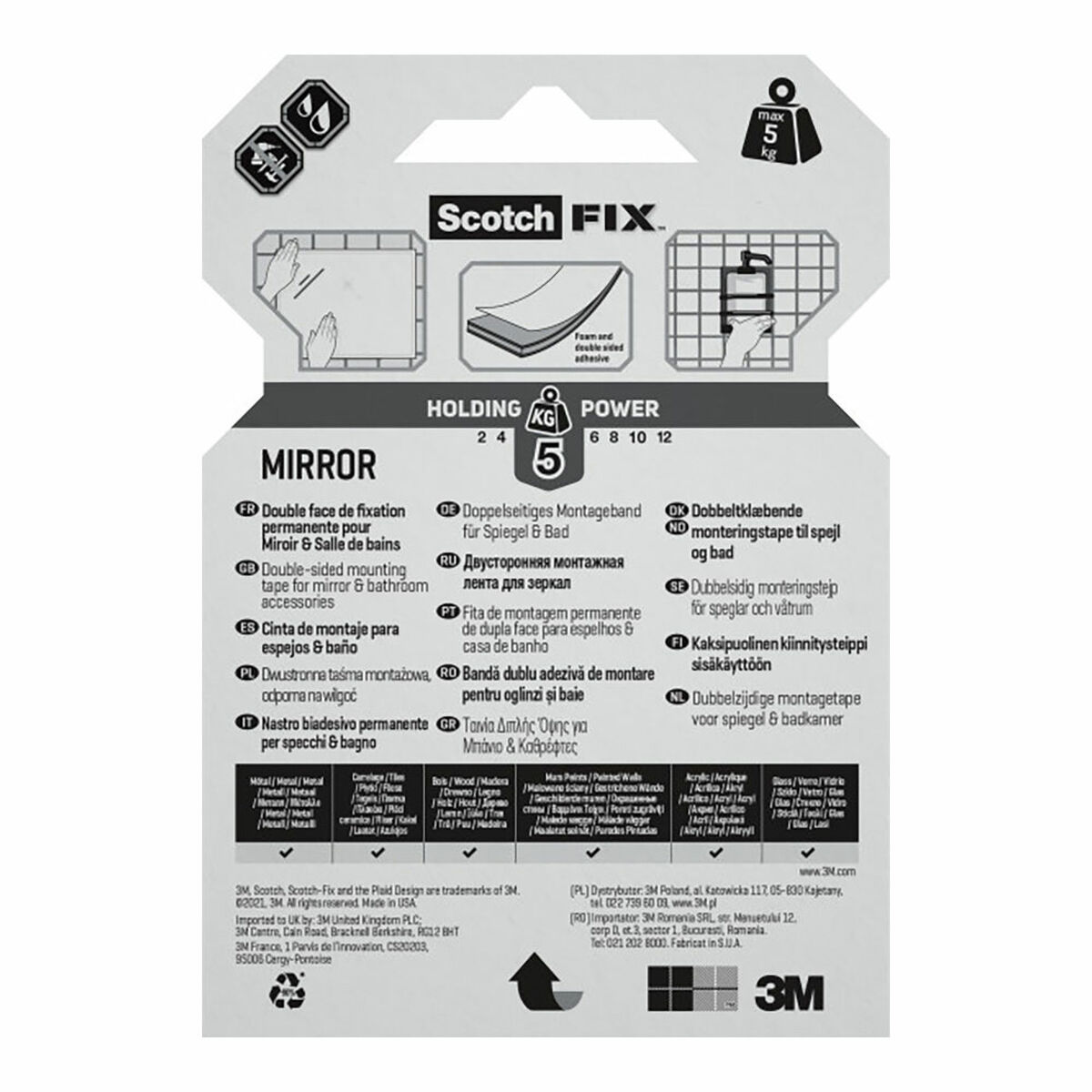 Dubbelsidig Tejp Scotch 5 kg 19 mm x 1,5 m Speglar - 3