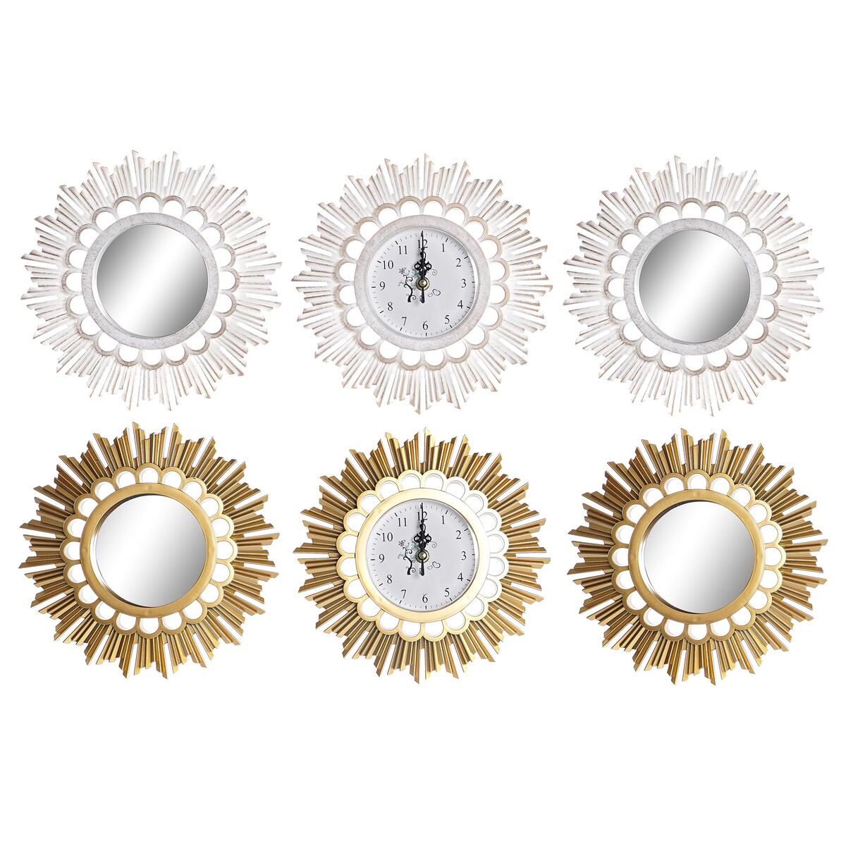 Väggklocka DKD Home Decor Speglar PP (25 x 2,5 x 25 cm) (2 antal)