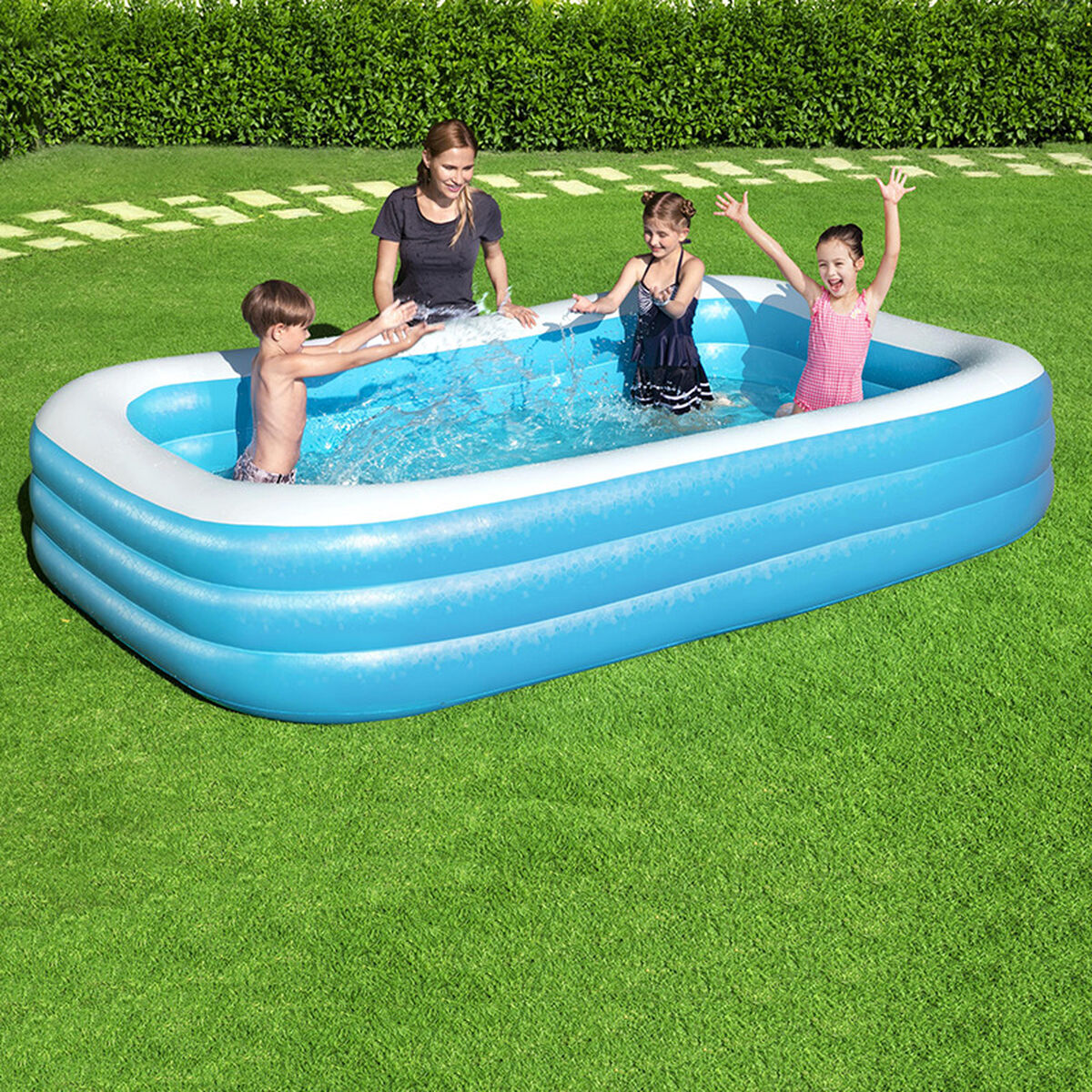 Uppblåsbar plaskpool för barn Bestway Multicolour 305 x 183 x 56 cm - 4