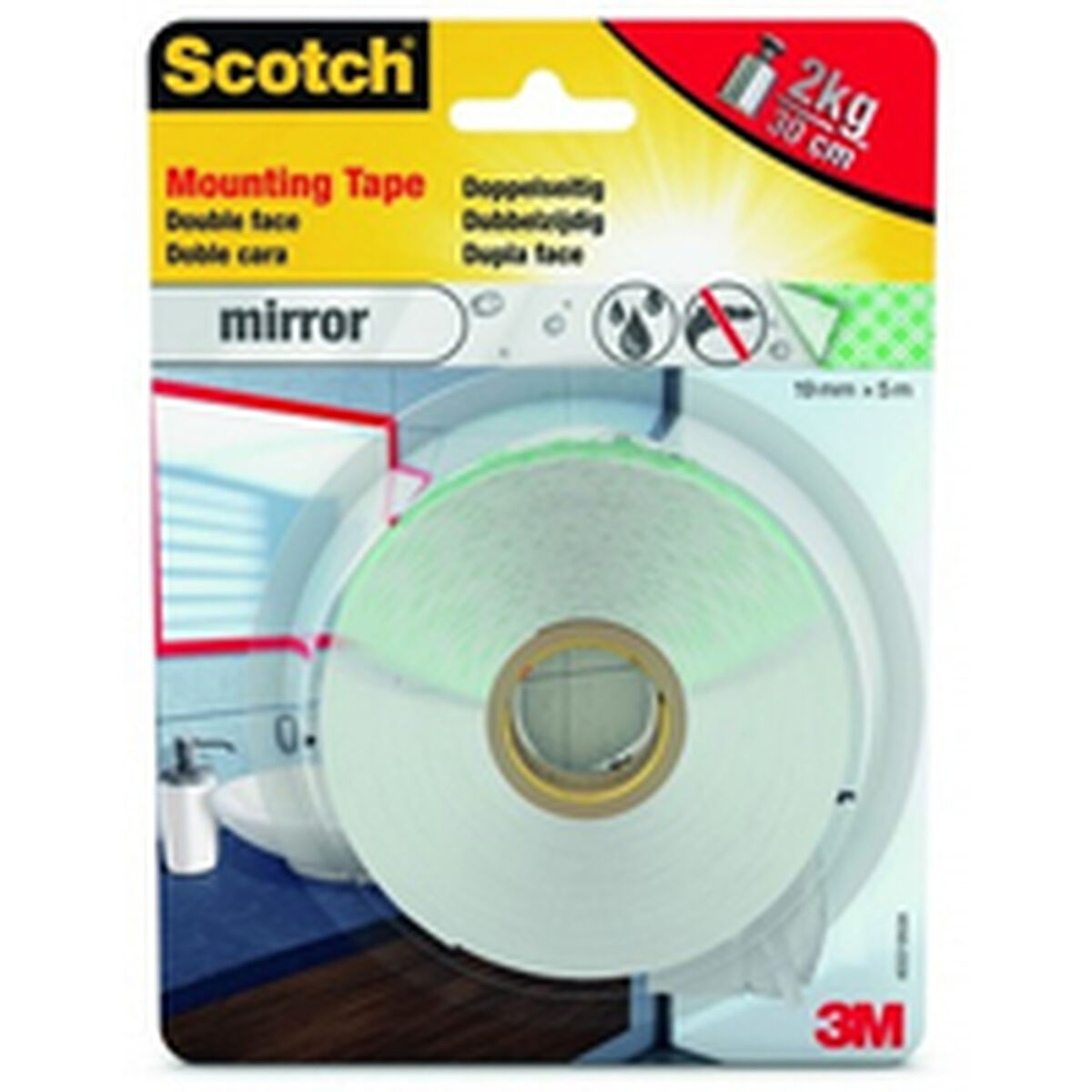 Dubbelsidig Tejp Scotch 5 kg 19 mm x 5 m Transparent Speglar - 3