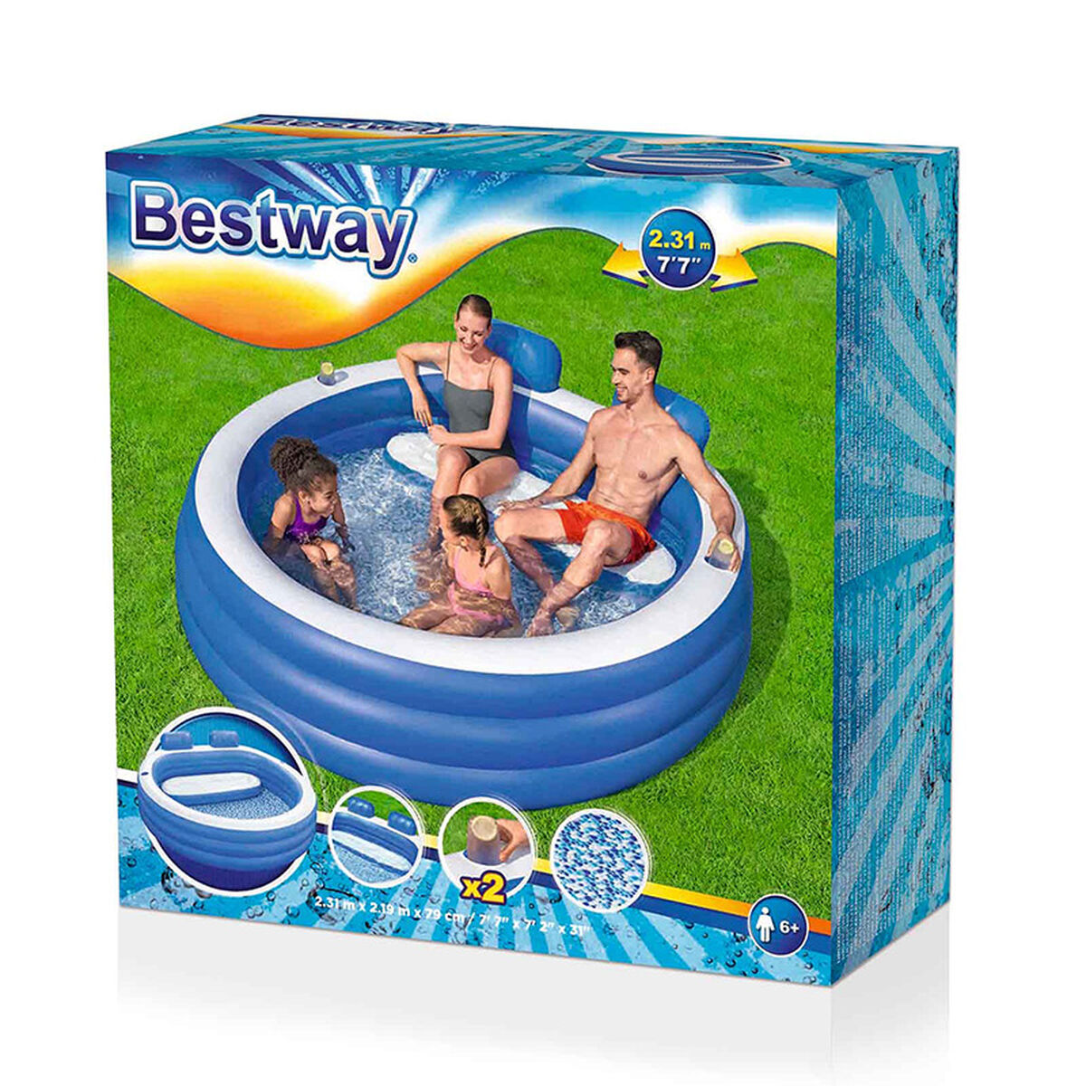 Upplåsbar bassäng Bestway Multicolour 219 x 231 x 79 cm - 2