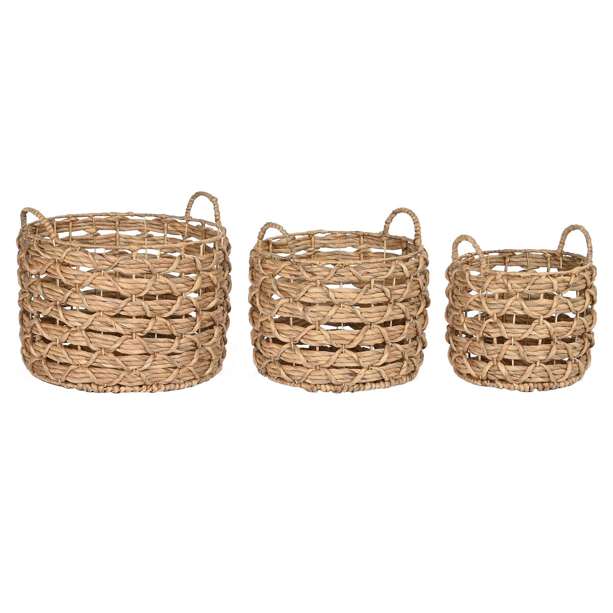 Korg - set Home ESPRIT Naturell Metall Vattenhyacint Medelhavs (3 Delar)