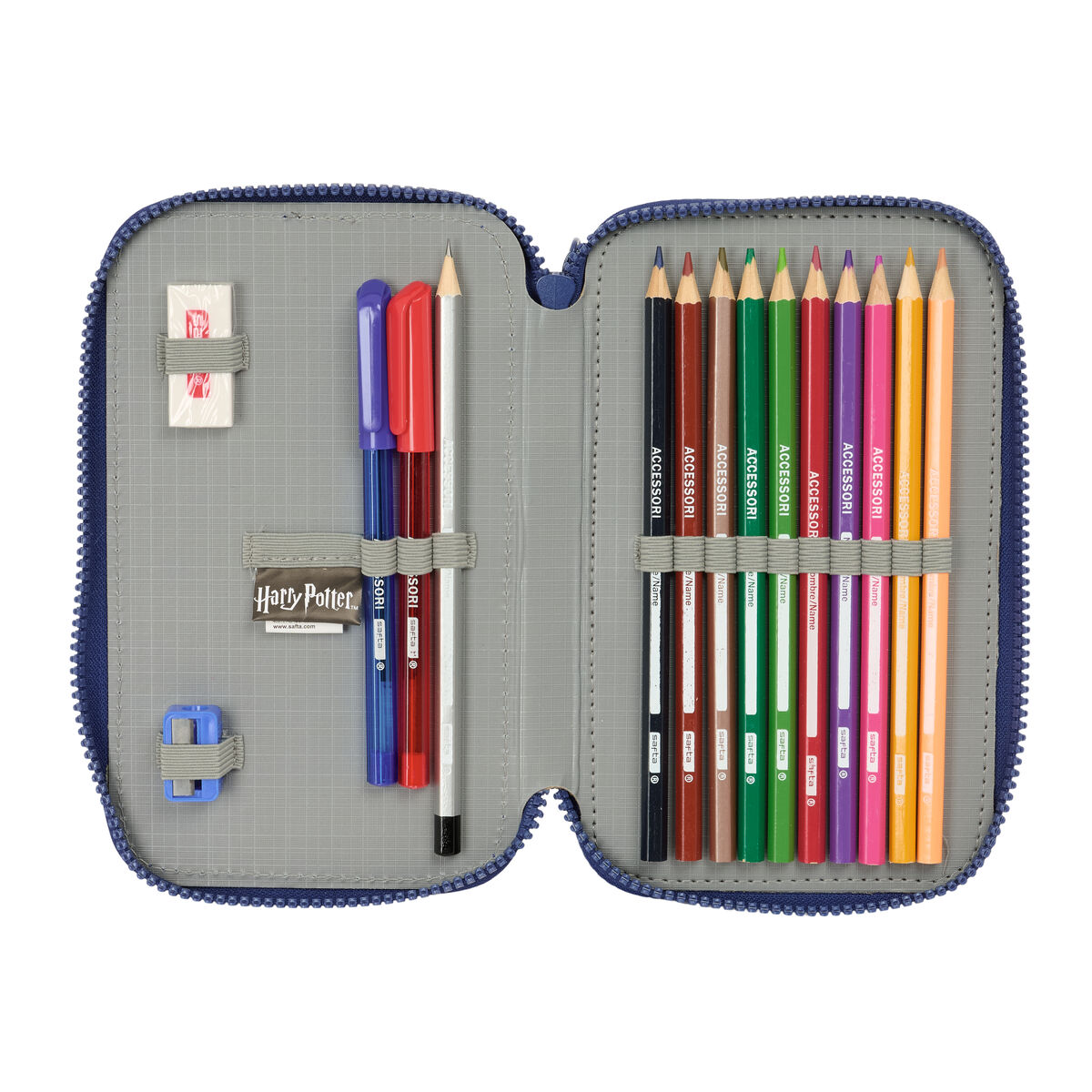 Dubbelt pennfodral Harry Potter Captain Marinblå 12.5 x 19.5 x 4 cm Dubbelt pennfodral 29 Delar - 4