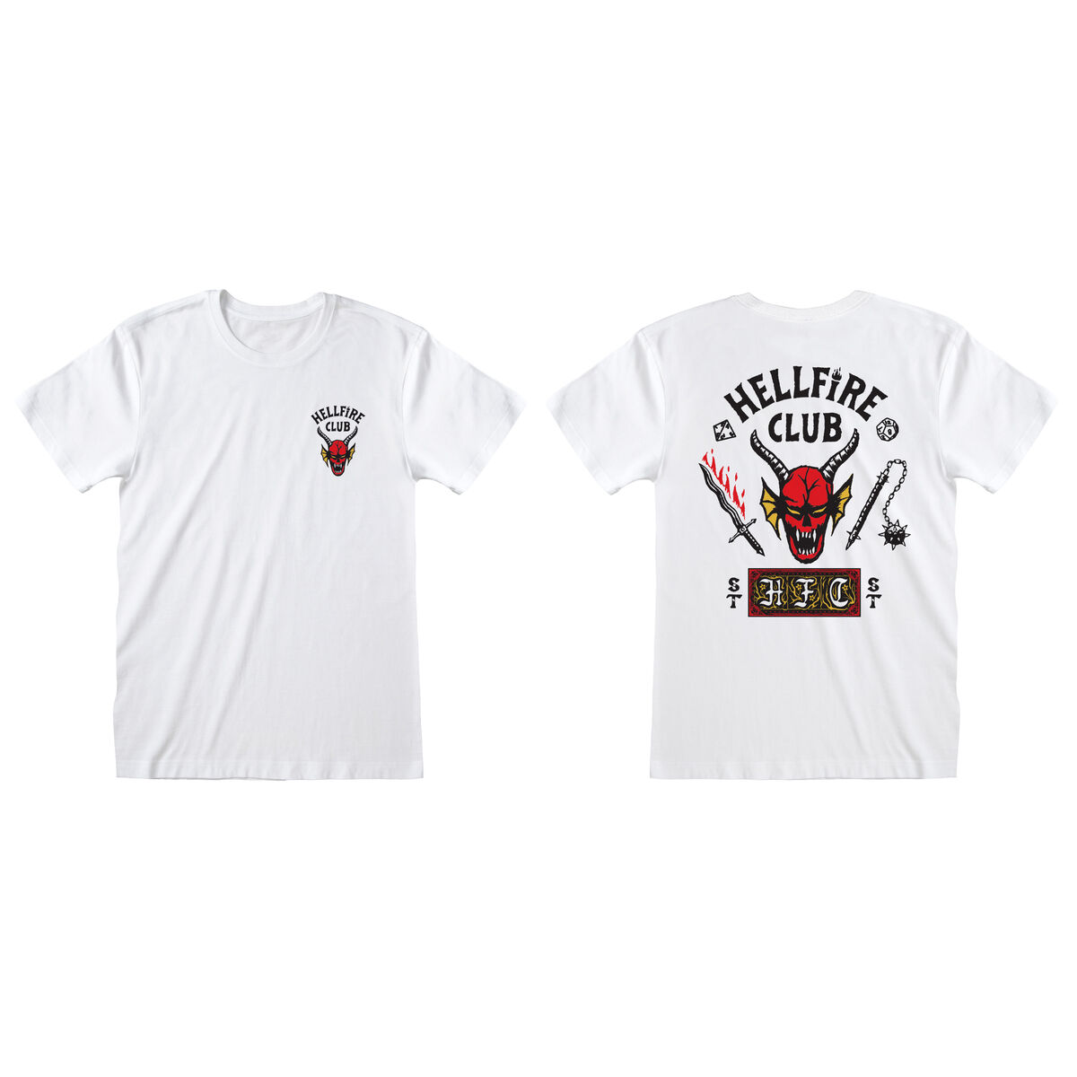 T-shirt med kortärm Stranger Things Helfire Club Vit Unisex - 3