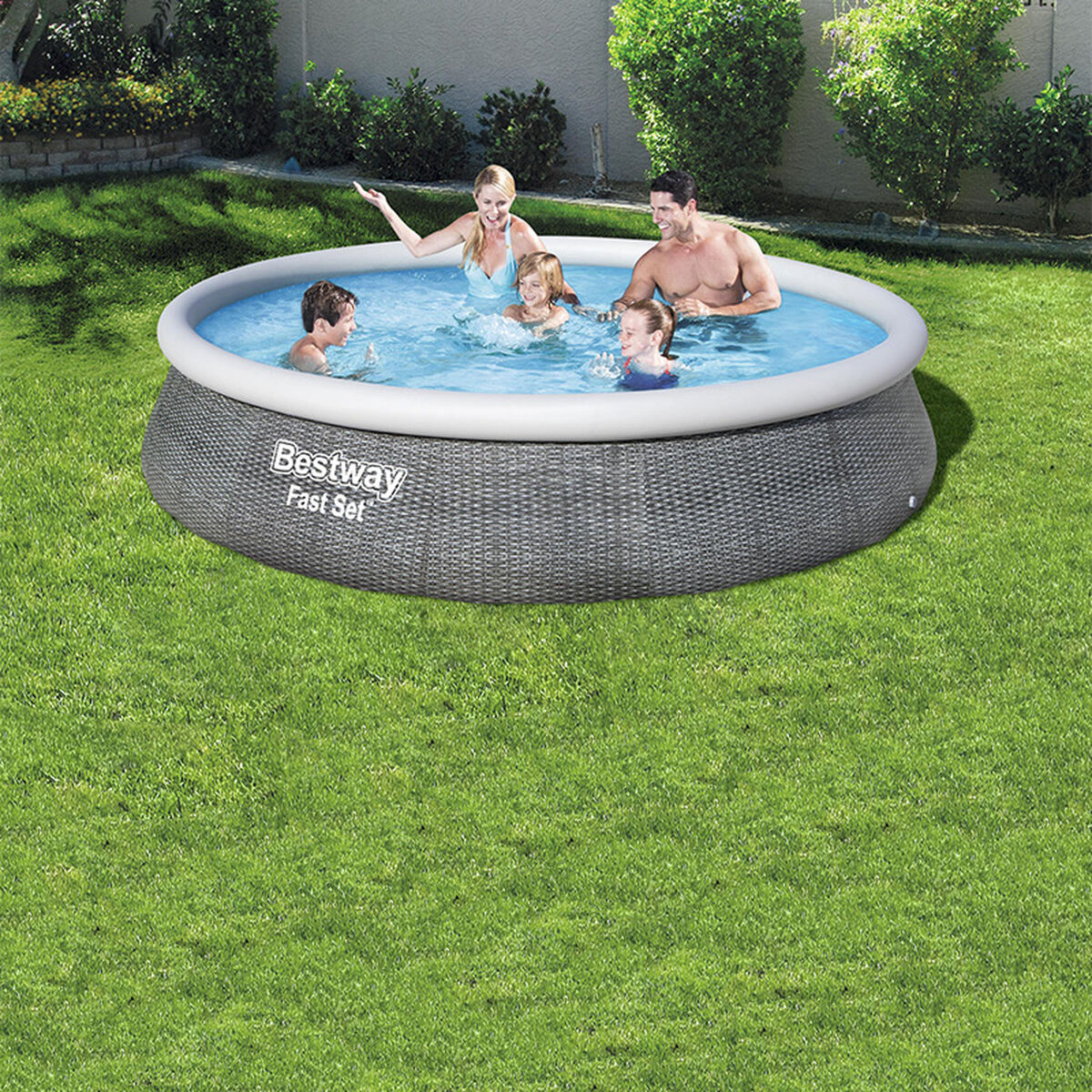 Bestway Uppblåsbar Vuxenpool Aro Rattan med Rengörare 396x84 cm Trädgård 57376 - 6