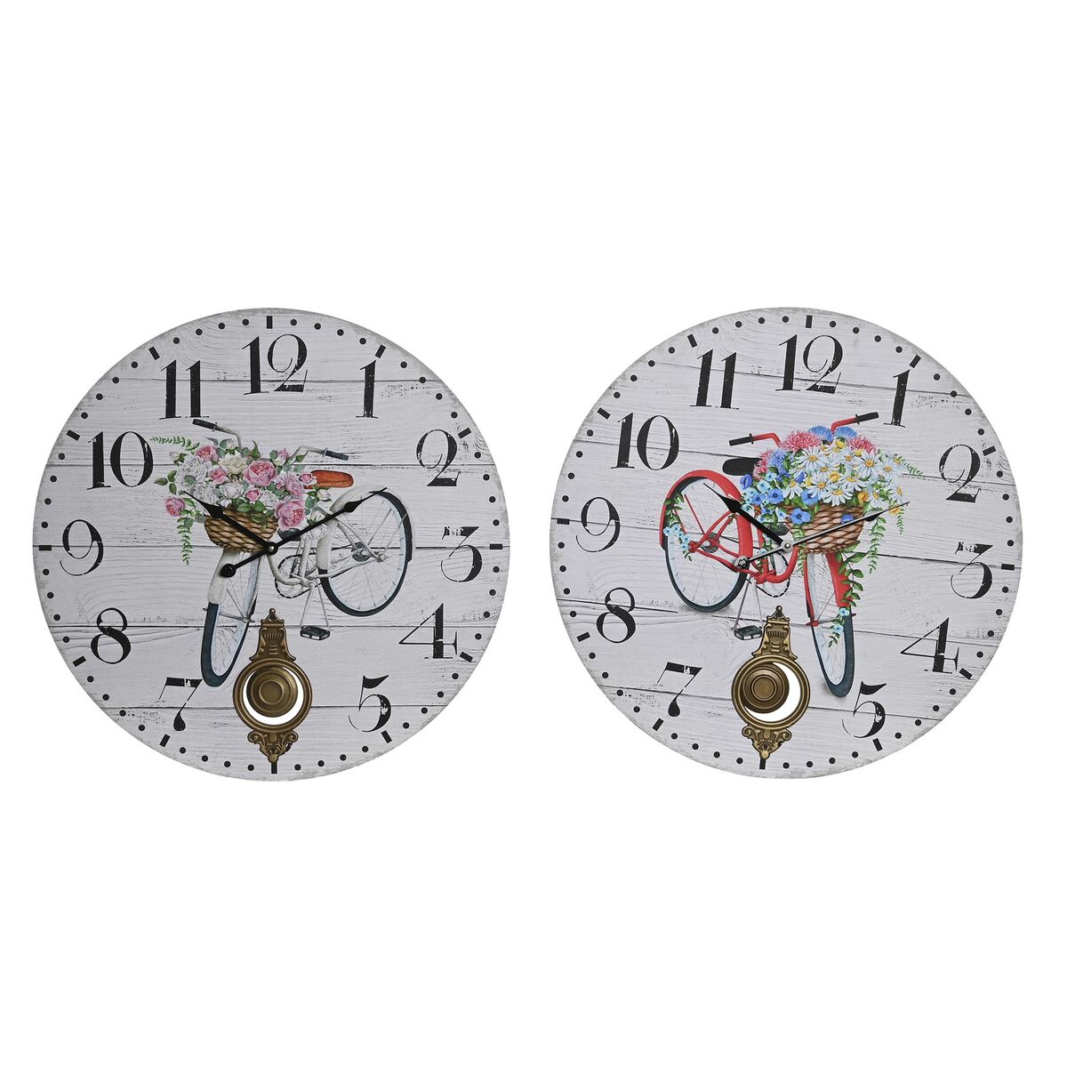 Väggklocka DKD Home Decor Cykel Metall Multicolour Trä MDF (2 antal) (58 x 4 x 58 cm)