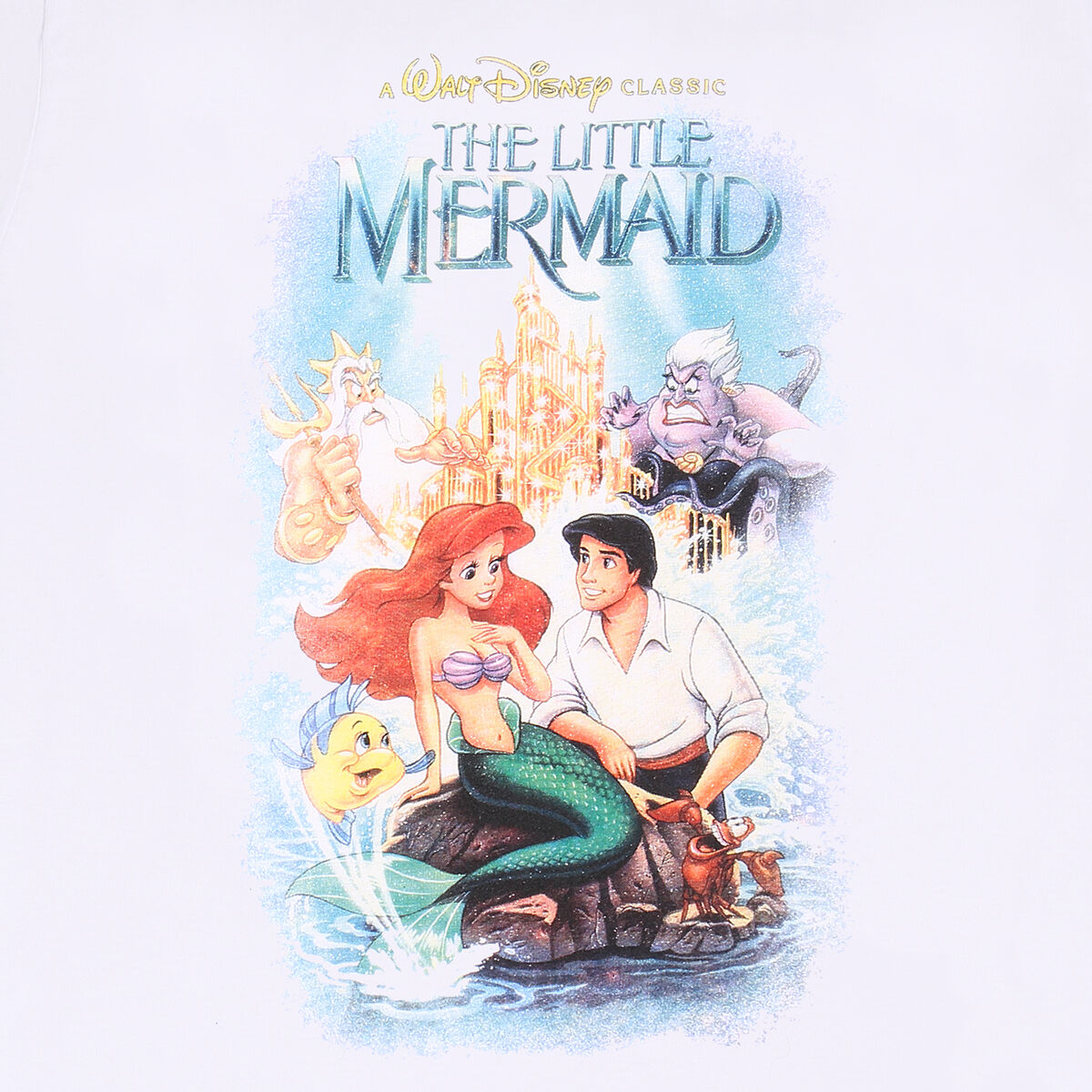 T-shirt med kortärm The Little Mermaid Classic Poster Vit Unisex - 2
