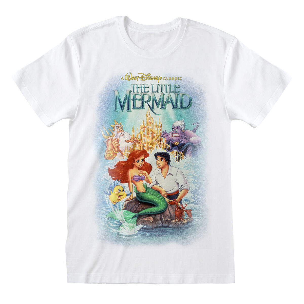 T-shirt med kortärm The Little Mermaid Classic Poster Vit Unisex - 4