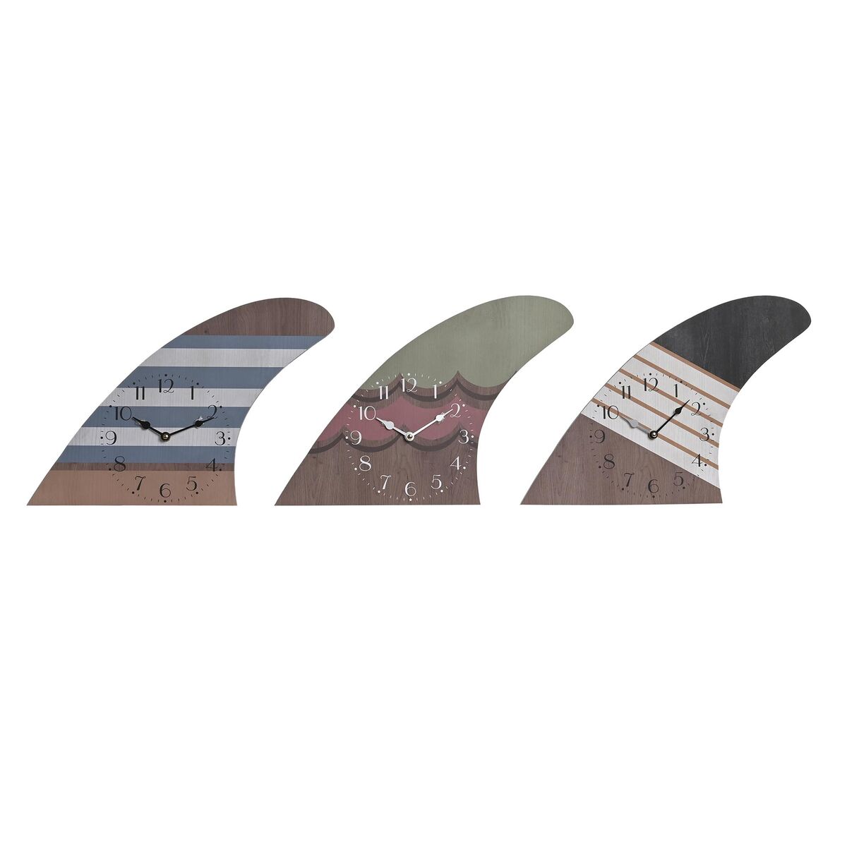 Väggklocka DKD Home Decor Surfing Multicolour Trä MDF Medelhavs (30 x 4,5 x 43 cm) (3 antal)