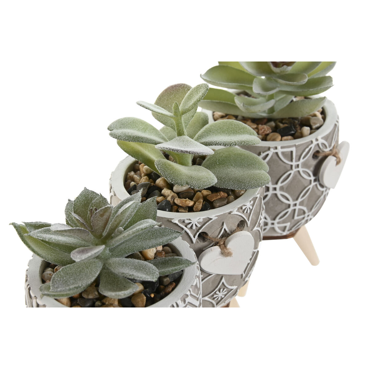 Dekorativ växt Home ESPRIT Polyetylen Cement 9,5 x 9,5 x 12 cm (3 antal) - 3