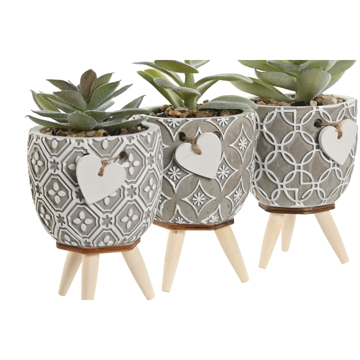 Dekorativ växt Home ESPRIT Polyetylen Cement 9,5 x 9,5 x 12 cm (3 antal) - 2