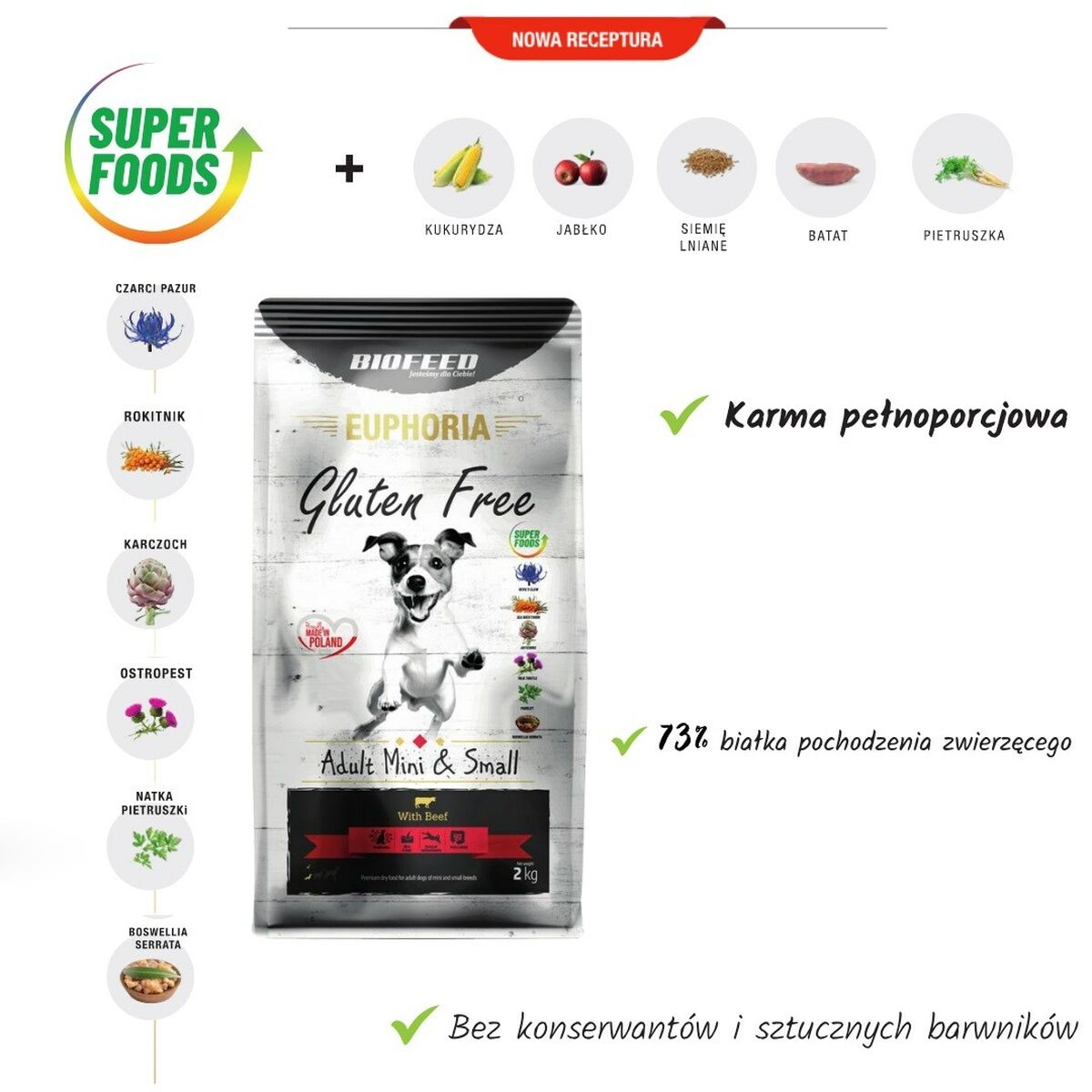 Foder Biofeed Adult Mini & Small Kalvkött 2 Kg - 2