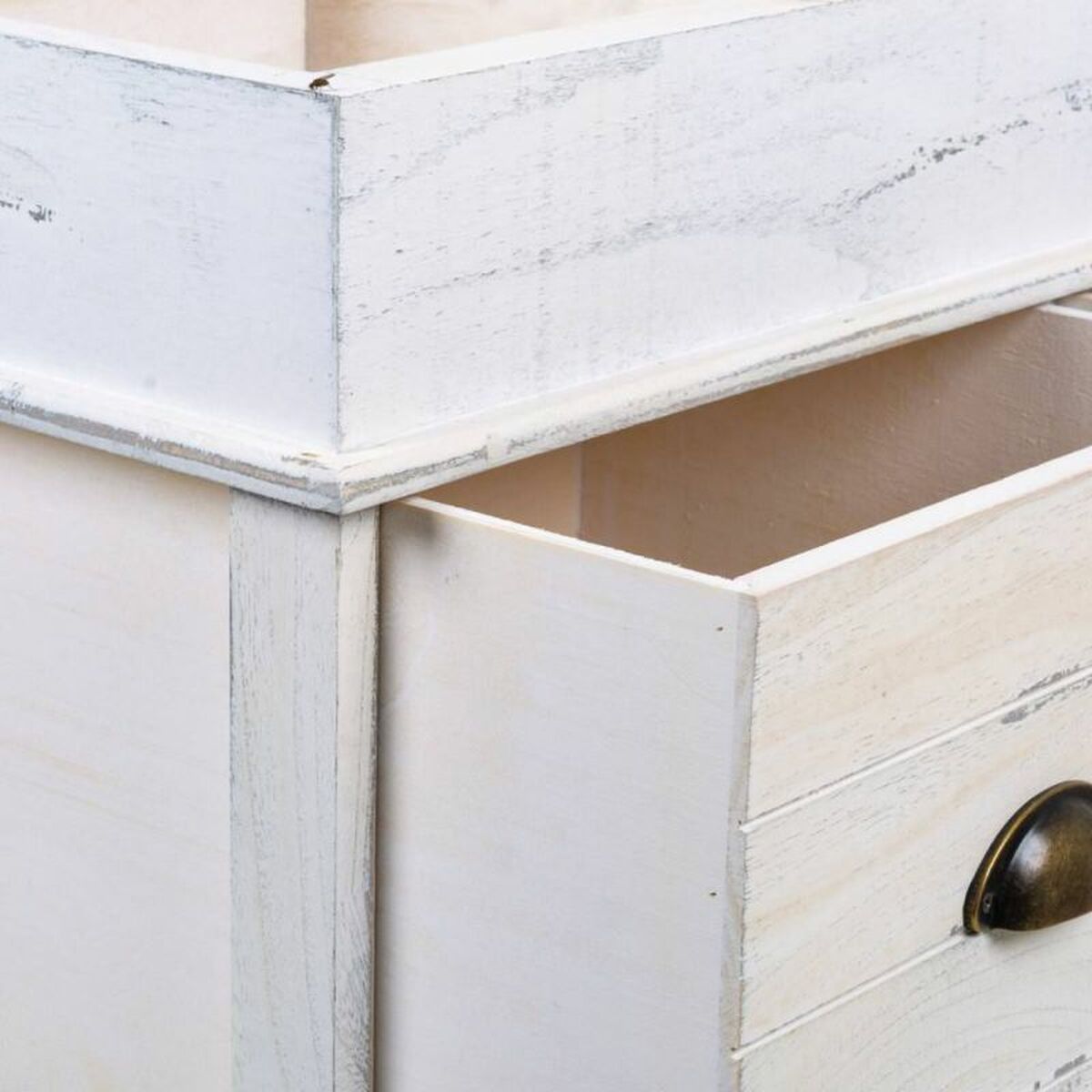Förvaringskista med sits Alexandra House Living Vit Paulowniaträ Trä MDF 35 x 50 x 70 cm - 4
