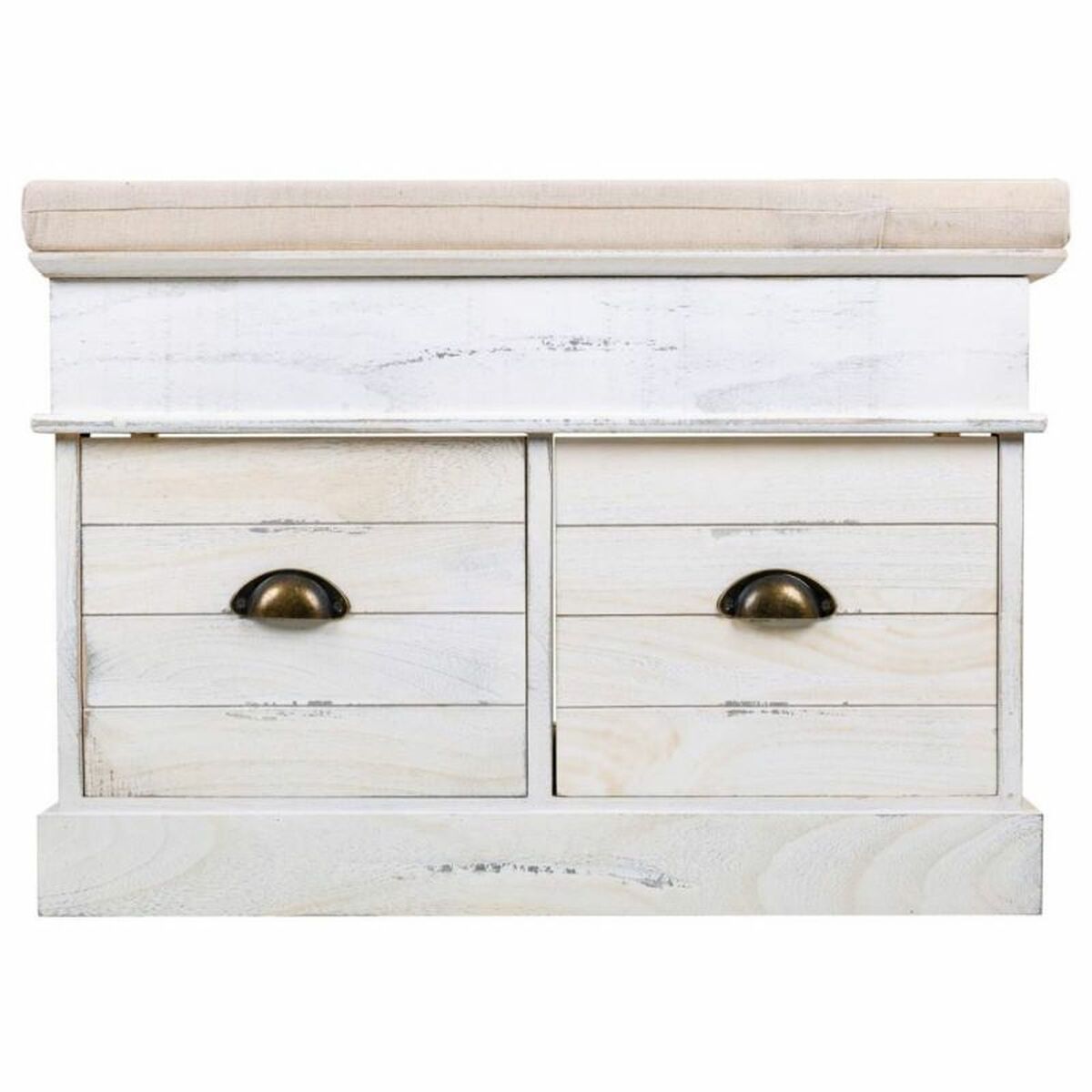 Förvaringskista med sits Alexandra House Living Vit Paulowniaträ Trä MDF 35 x 50 x 70 cm - 2