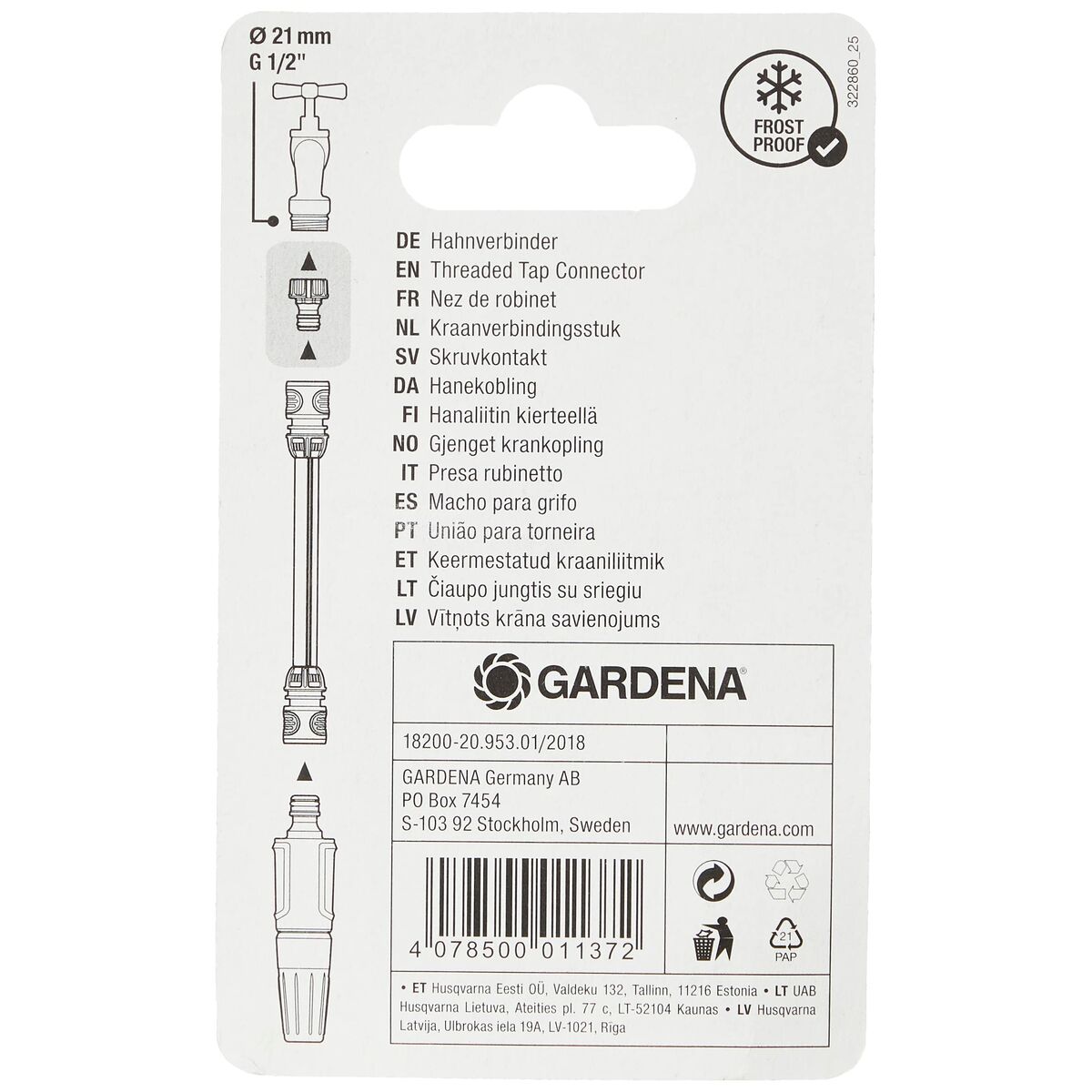 Munstycke Gardena 18200-20 Adapter (1/2") - 8