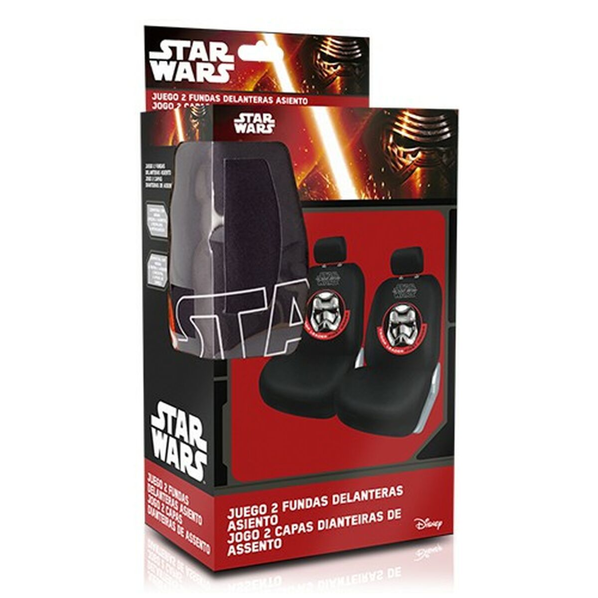 Uppsättning av sätesöverdrag Star Wars Stormtrooper Universal Framåt Svart 2 antal - 4