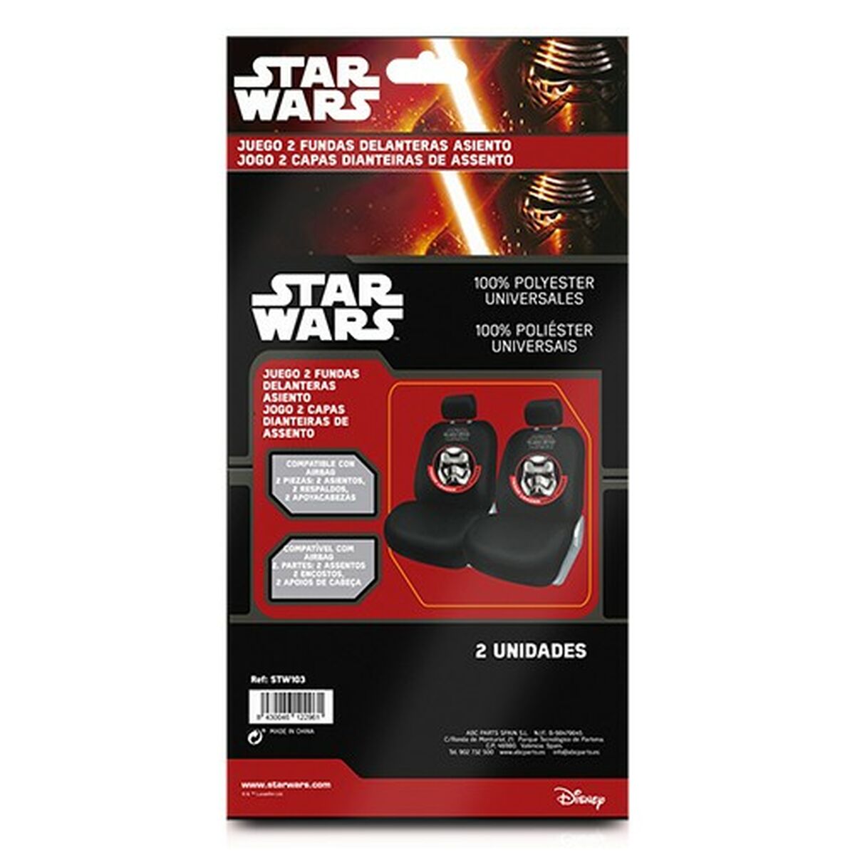 Uppsättning av sätesöverdrag Star Wars Stormtrooper Universal Framåt Svart 2 antal - 3