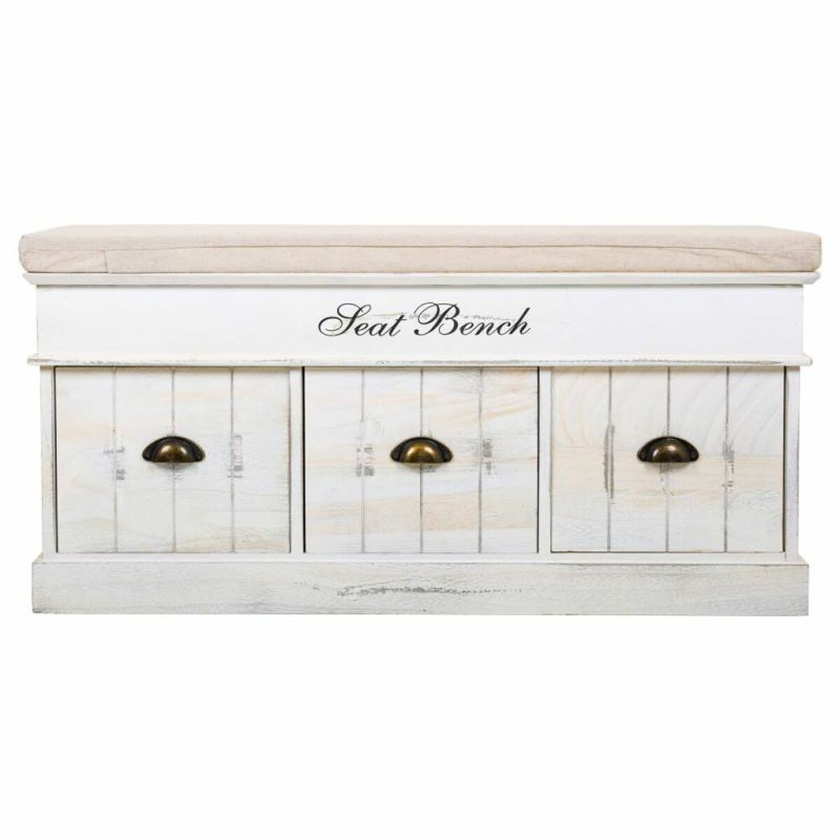Förvaringskista med sits Alexandra House Living Vit Paulowniaträ Trä MDF 35 x 50 x 102 cm - 2