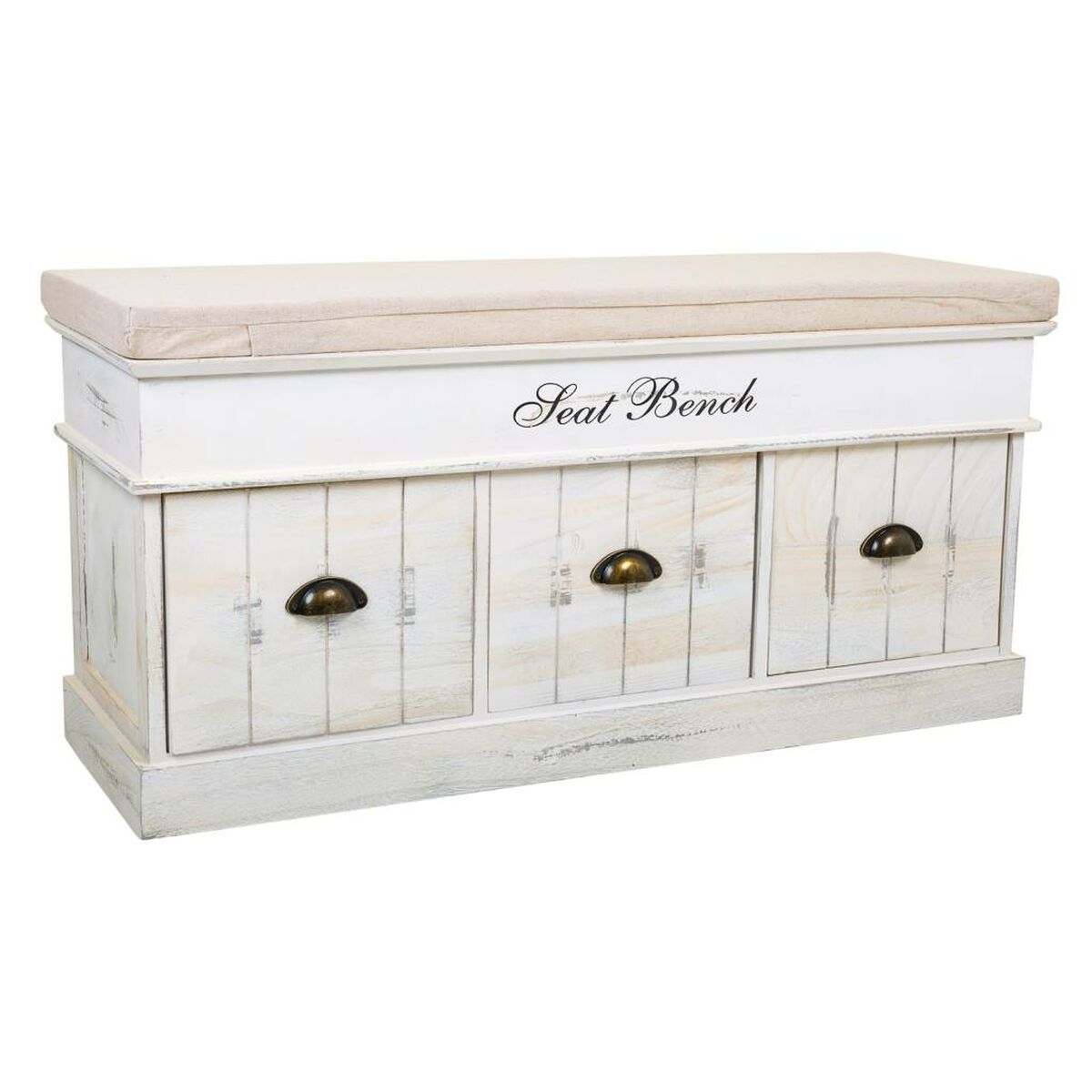 Förvaringskista med sits Alexandra House Living Vit Paulowniaträ Trä MDF 35 x 50 x 102 cm