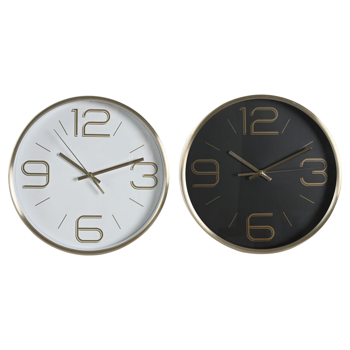 Väggklocka DKD Home Decor Vit Svart Gyllene Aluminium Ø 25 cm 25 x 4 x 25 cm (2 antal)