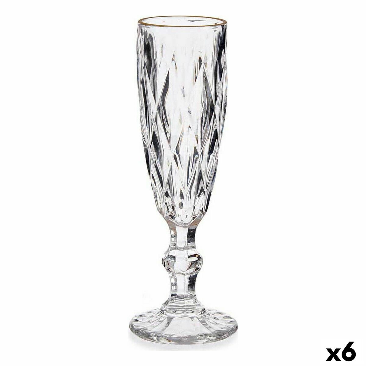 Champagneglas Diamant Gyllene Transparent Glas 170 ml (6 antal)