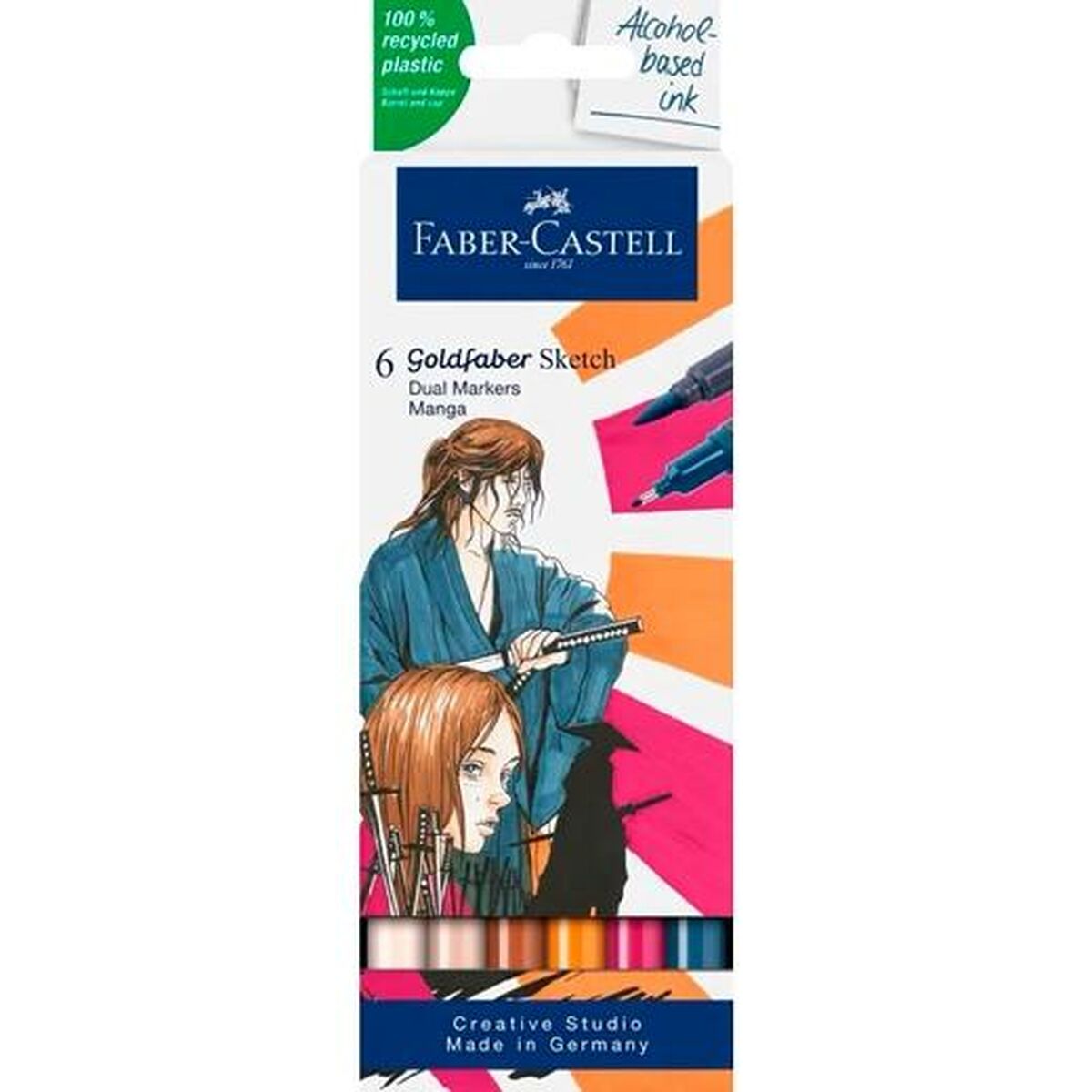 Tuschpennor Faber-Castell Goldfaber Sketch - Manga Double 6 Delar