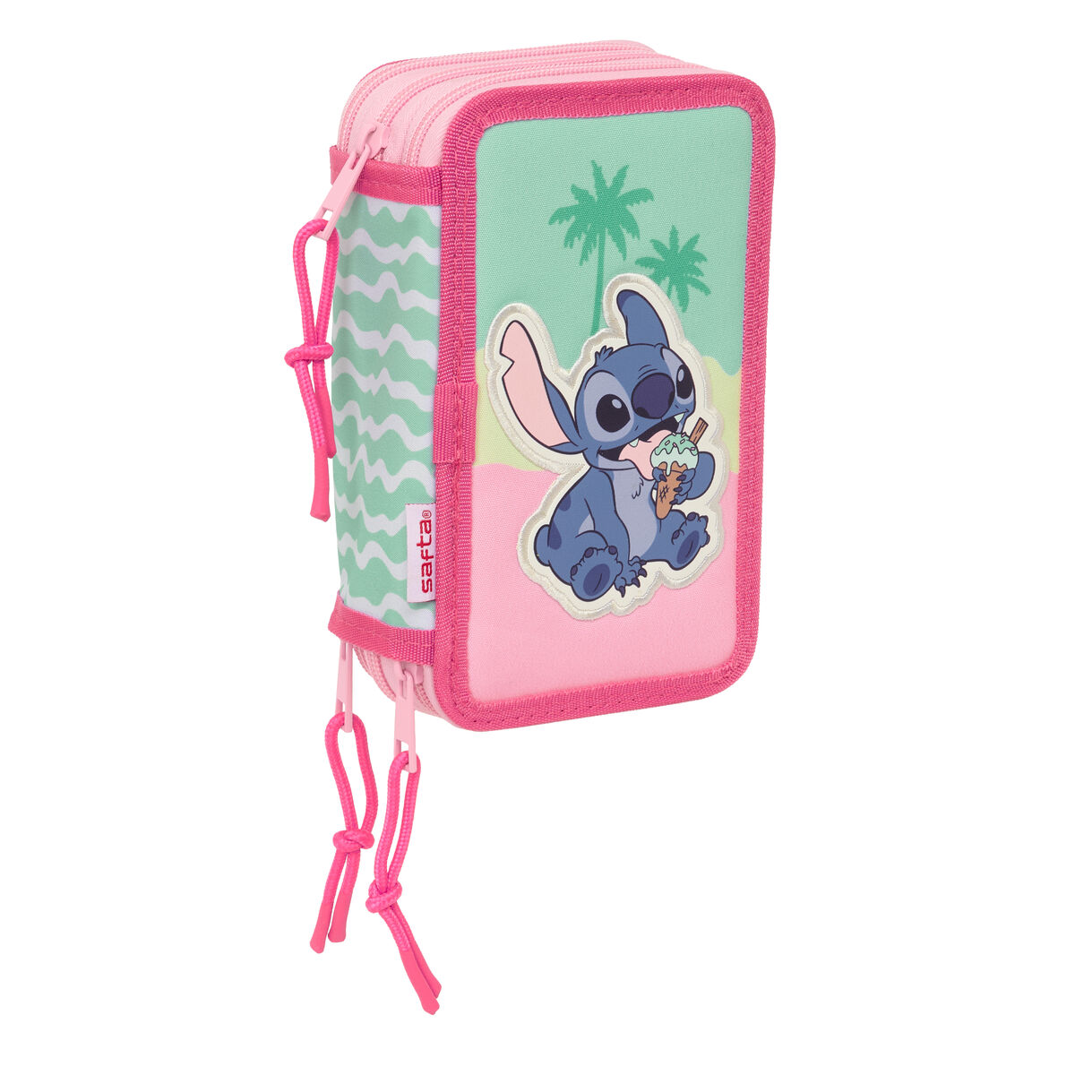 Trippel pennfodral Lilo & Stitch Ice cream Rosa 12,5 x 19,5 x 5,5 cm 37 Delar