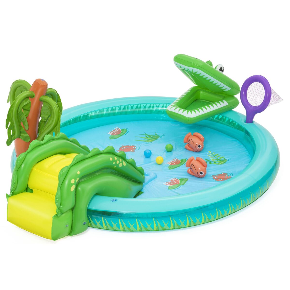 Uppblåsbar plaskpool för barn Bestway Crocodile Cove 224 x 181 x 72 cm