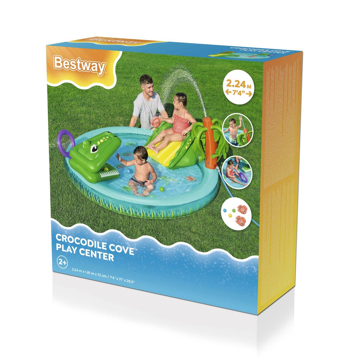 Uppblåsbar plaskpool för barn Bestway Crocodile Cove 224 x 181 x 72 cm - 3