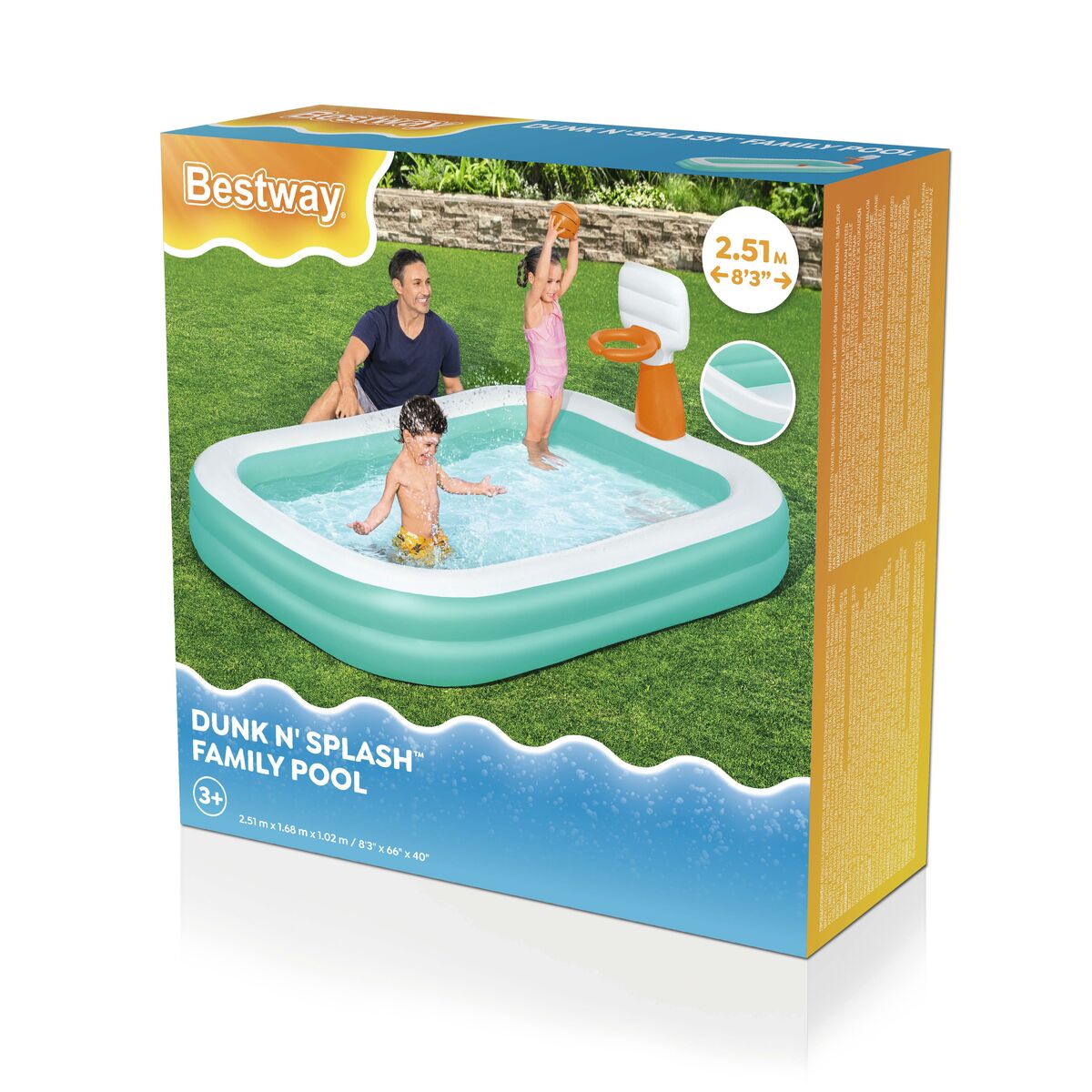 Uppblåsbar plaskpool för barn Bestway Dunk N'Splash 251 x 168 x 102 cm - 3