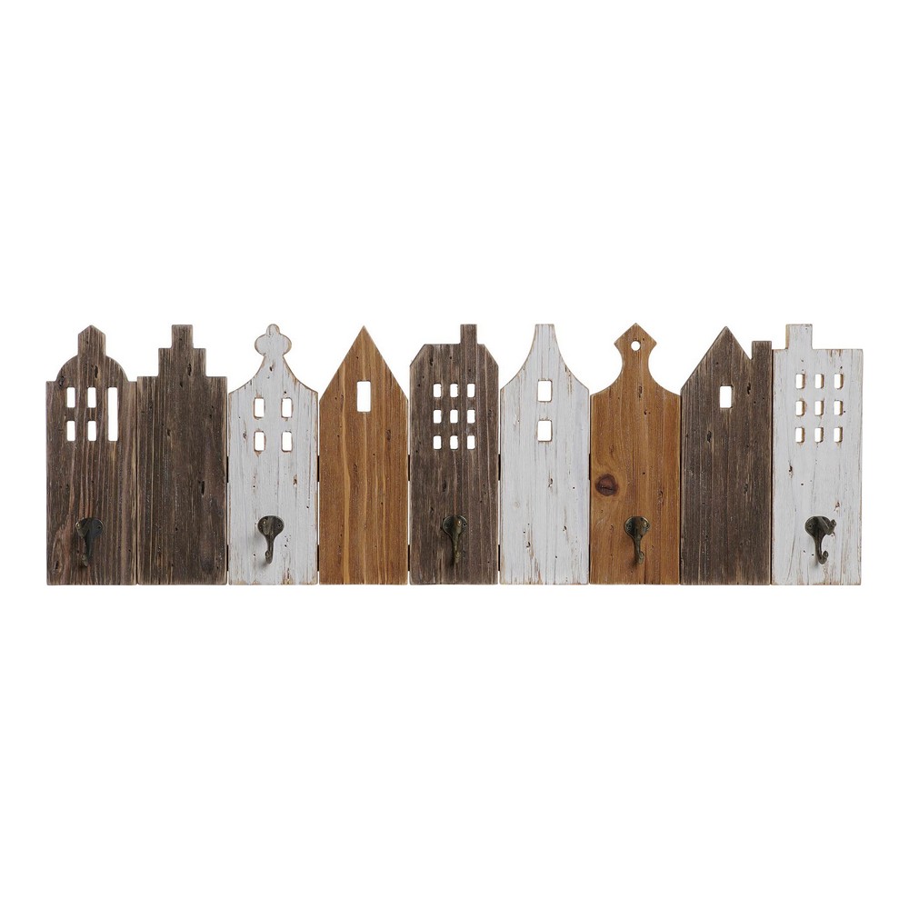 Väggmonterad rockhängare DKD Home Decor Metall Hus 91 x 9,5 x 29,5 cm