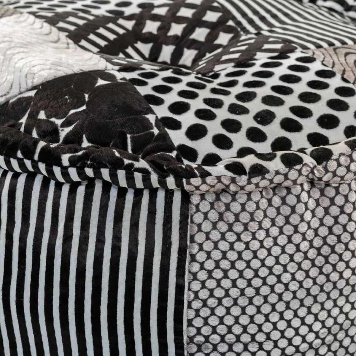 Puff Alexandra House Living Vit Svart 50 x 40 x 50 cm - 5